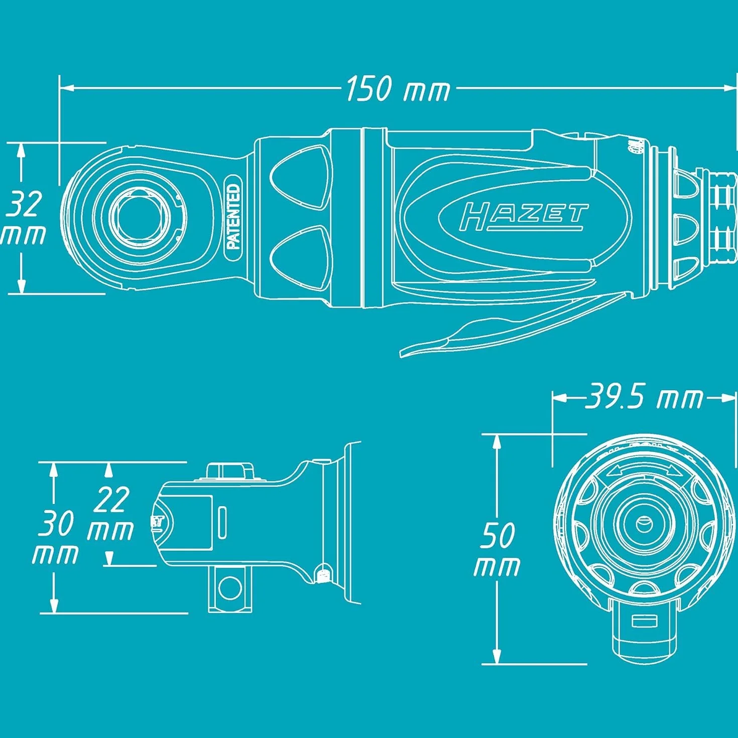 HAZET mini wkrętak z grzechotką 9021P-2 250 obr/min napęd kwadratowy 6,3 mm (1/4 cala)