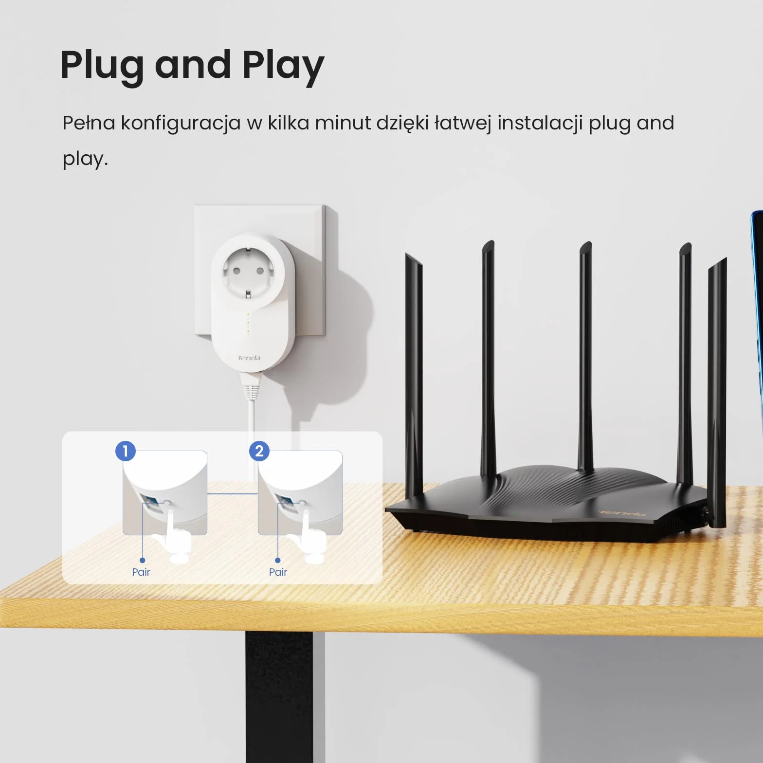 Tenda PH6 Powerline Adapter KIT AV1000 Gigabit 1000 Mbit/s Homeplug AV2 biały