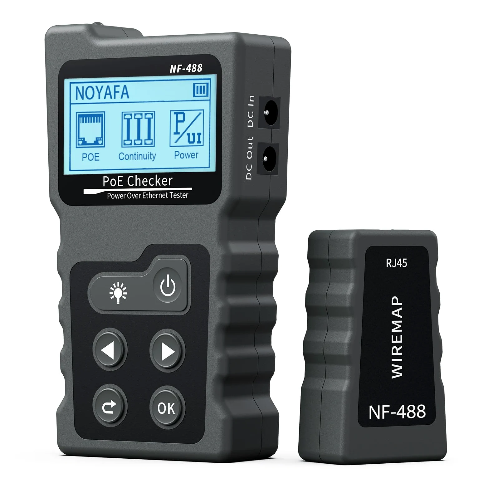 Noyafa PoE Checker Inline PoE voltaje y corriente probador con probador de cable NF-488
