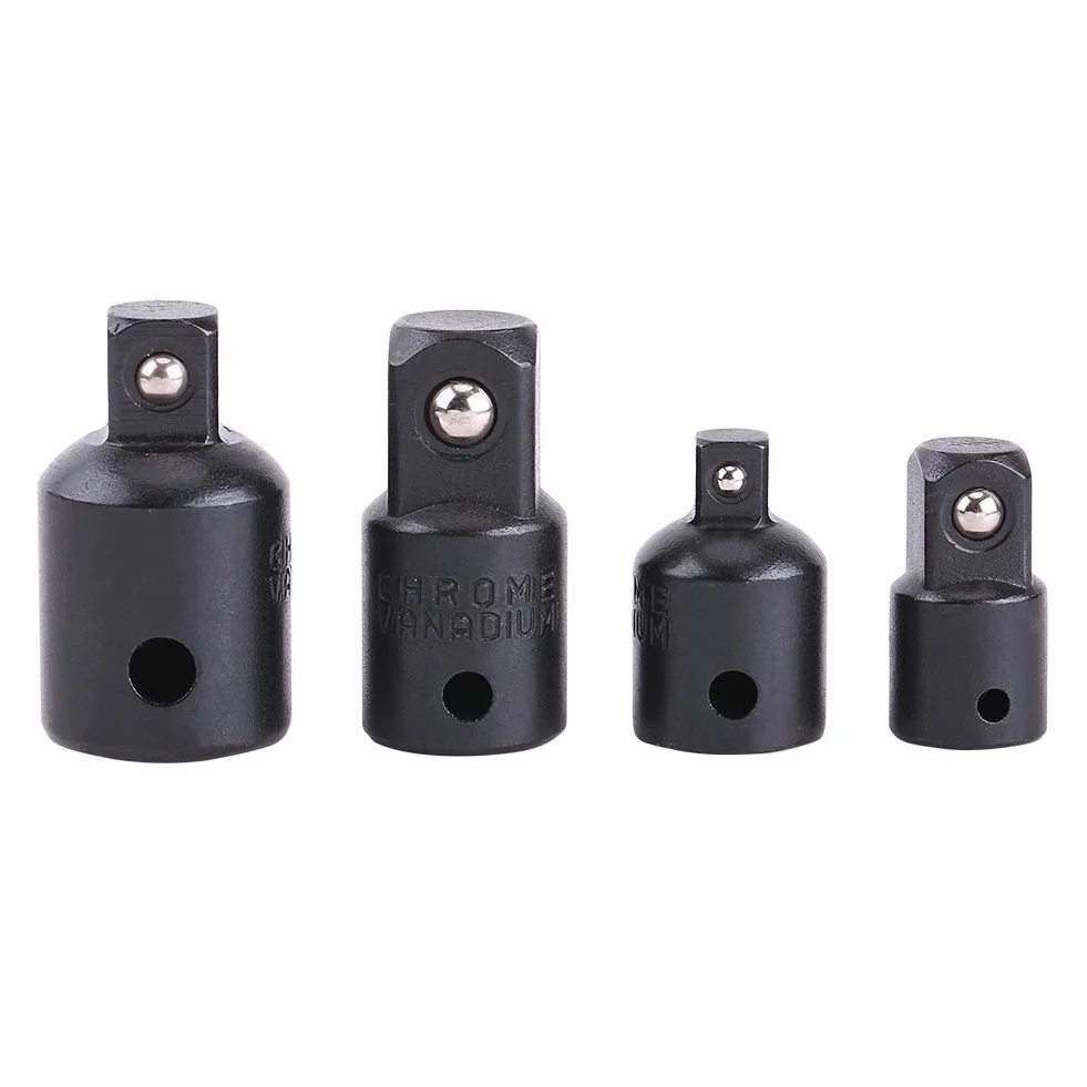 4 szt. gniazda śrubokręt konwerter reduktor zestaw czarny klucz nasadowy adaptery 1/2", 3/8", 1/4"