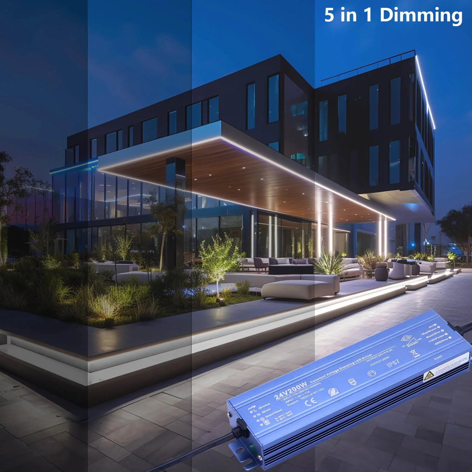 BENLUN Zasilacz LED 24V 200W Dimmable IP67 Przetwornica TRIAC