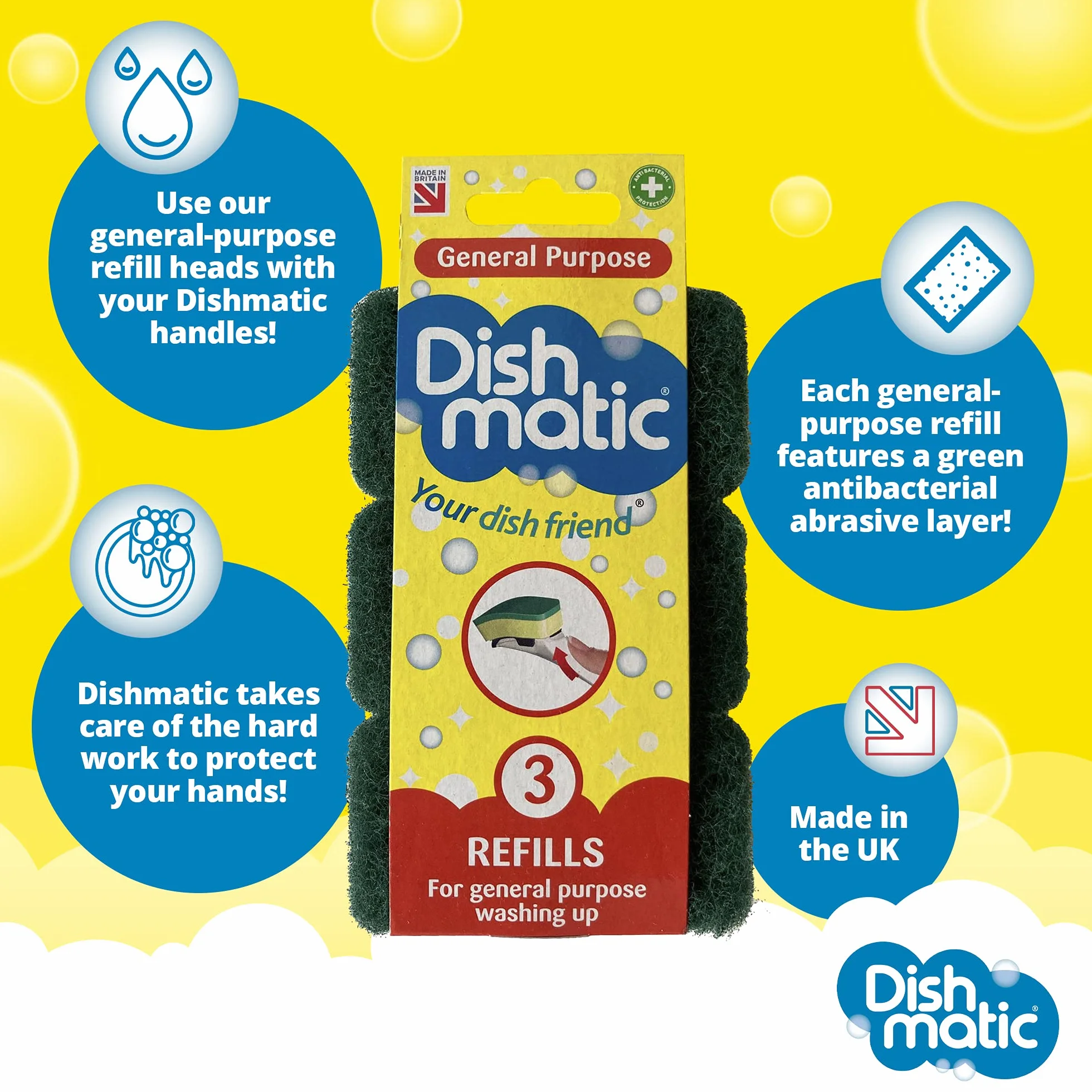 Dishmatic Zapasowe głowice zielone HD 3-pak, białe, jeden rozmiar