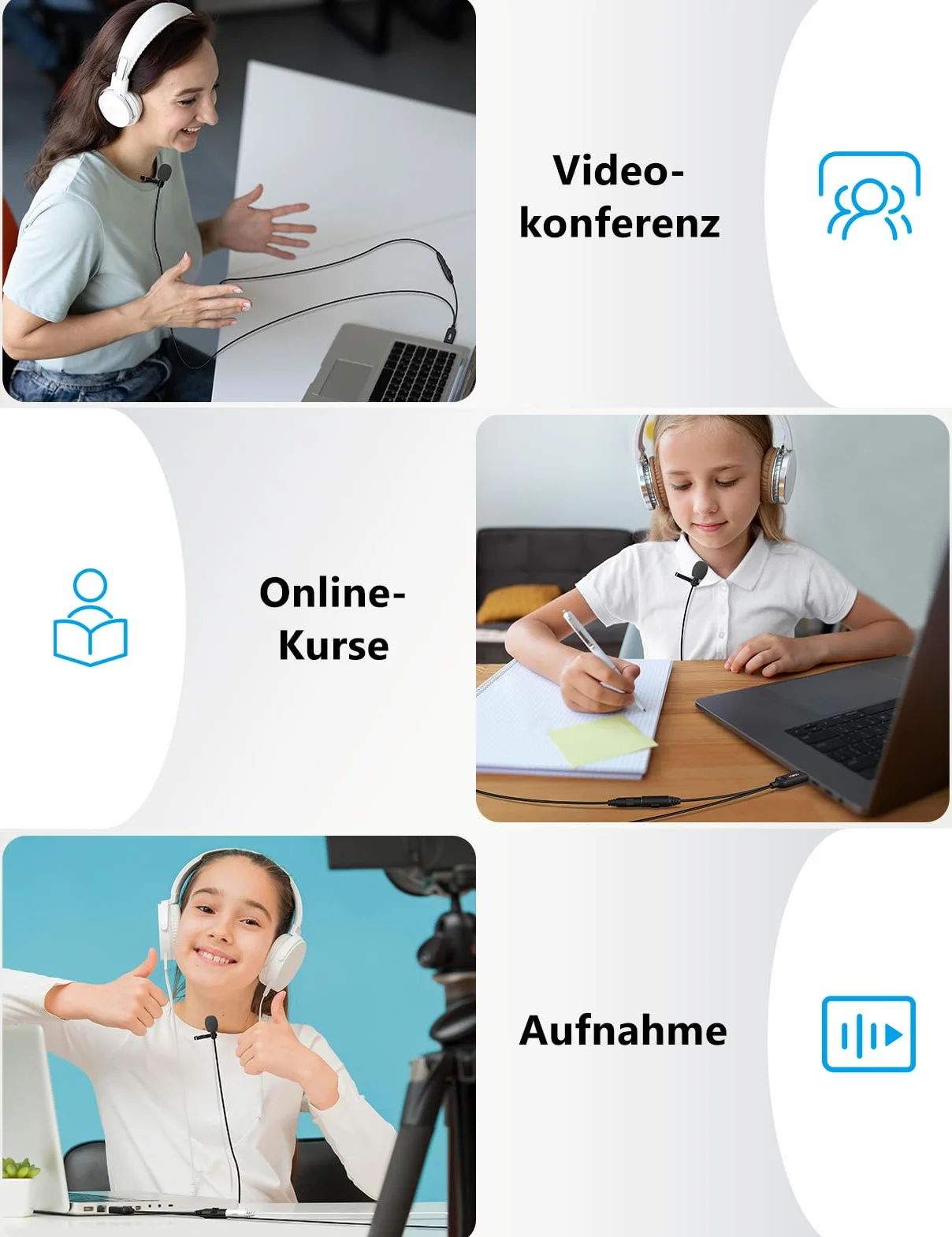 MillSO Mikrofon krawatowy USB z gniazdem 3,5 mm do monitorowania Wielokierunkowy mikrofon USB Clip-On Mini kompatybilny z laptopami, komputerami stacjonarnymi, podcastami, Skypem i śpiewaniem