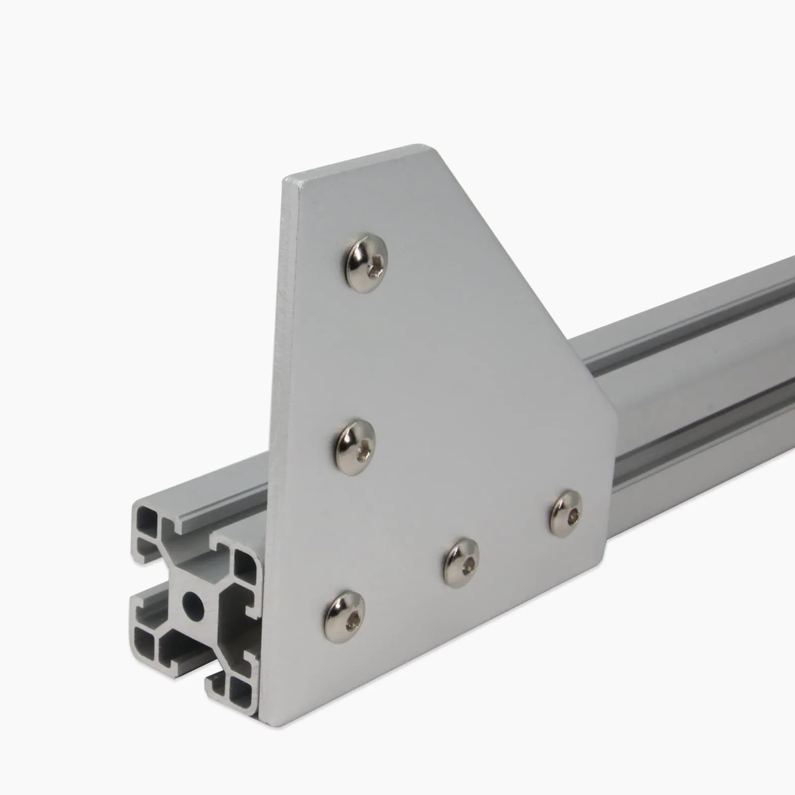 4040 płyta wspornika narożnego, kształt L, 5 otworów, zewnętrzna płyta łącząca 90 stopni, ze śrubami M6 x 16 mm, nakrętkami T do aluminiowego profilu wytłaczanego 40 x 40 mm, 8 szt./opakowanie (srebrny-4040 L)