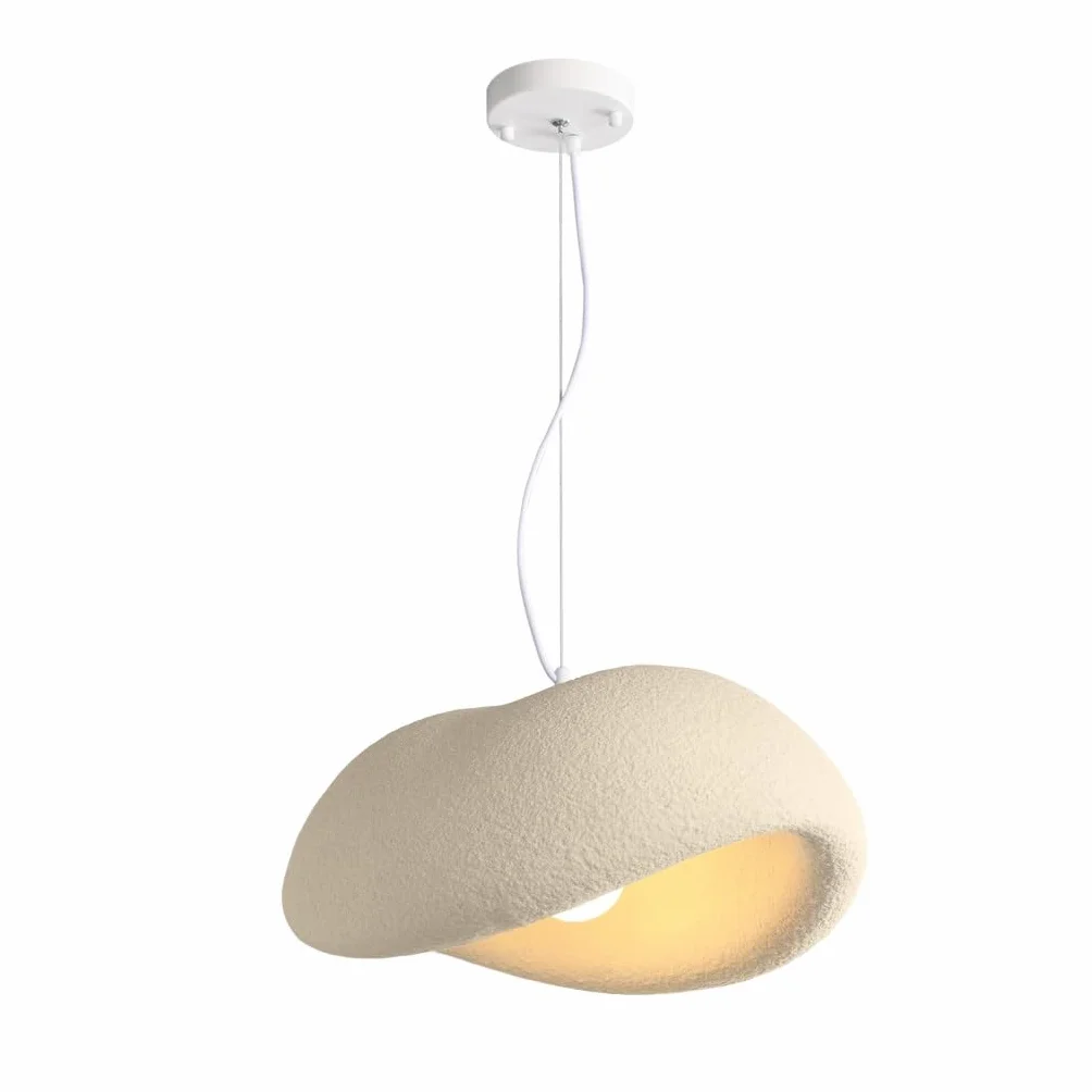 JOJOM Lampa Wisząca Wabi-sabi Nowoczesna Lampa Wisząca Regulowana Wysokość Trzy głowy Oświetlenie Wewnętrzne Polistyrenowa Lampa Klosz lampy Do Jadalni Sypialnia Salon Kuchnia Kawiarnia(A40)
