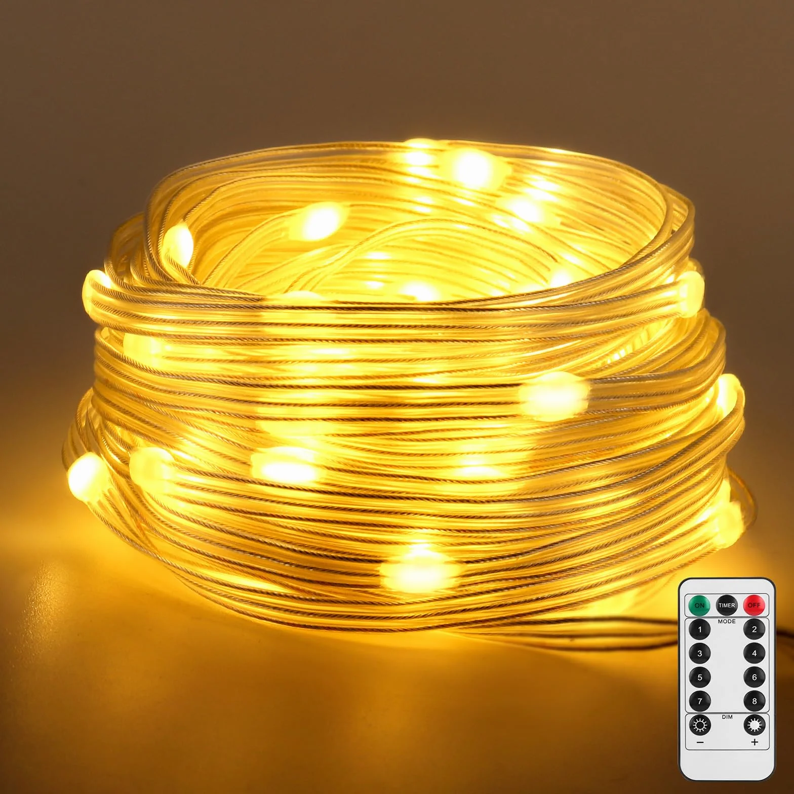 Mineup Wąż świetlny na zewnątrz, 100 m, 100 diod LED, wodoodporny, do użytku na zewnątrz, z pilotem zdalnego sterowania i timerem, 8 trybów, wąż LED 24 V, do użytku na zewnątrz, na imprezę, wesele,