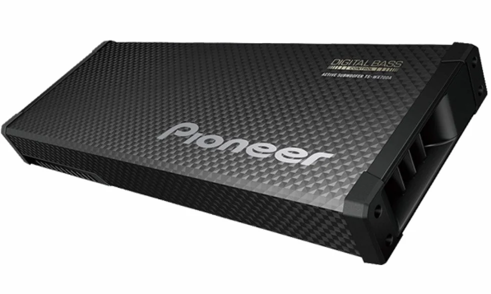 Pioneer TS-WX70DA Class-D aktywny subwoofer z cyfrową regulacją basów dla głębokich basów (200 W), 2 dowolnie wybierane tryby basów, czarny, 850 x 97 x 323 mm
