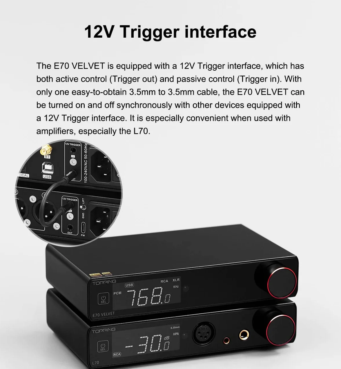 Topping E70 Velvet DAC AK4499EX XU316 DSD512 PCM768 kHz Bluetooth 5.1 LDAC 24 bit/96kHz srebrny