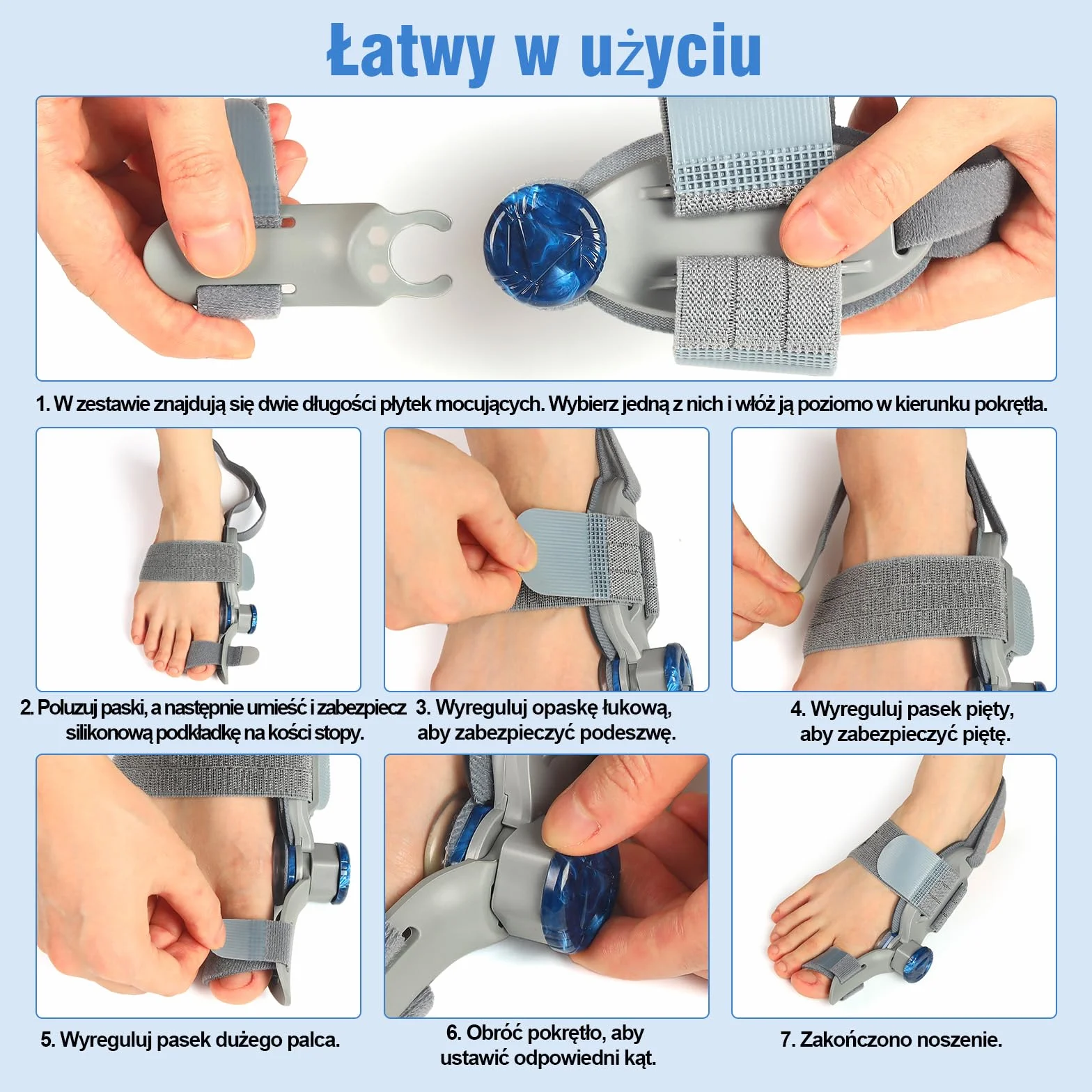 Szyna na haluksy z regulowaną śrubą – korekcja palucha koślawego z miękką poduszką żelową – unisex, uniwersalny rozmiar, pasuje na lewą i prawą stopę (1 szt.)