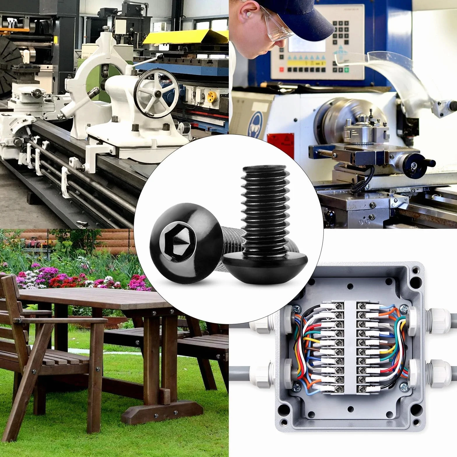 10 sztuk śrub z łbem soczewkowym M8 x 60 mm czarne śruby z łbem płaskim M8 304 stal szlachetna z gniazdem sześciokątnym pełny gwint śruby meblowe do projektów DIY, napraw mebli, montażu