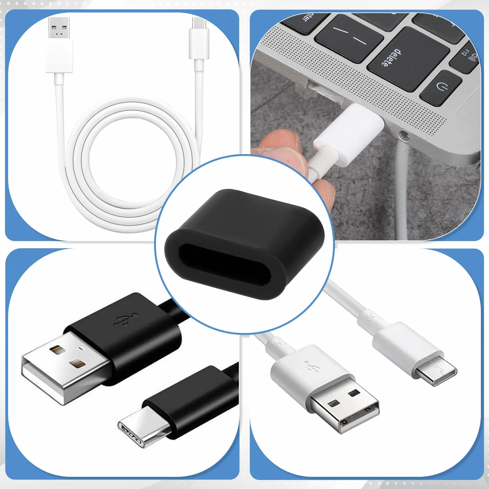 Larrel 20 sztuk silikonowe zatyczki USB C ochroną przeciwpyłową z plastikową skrzynką