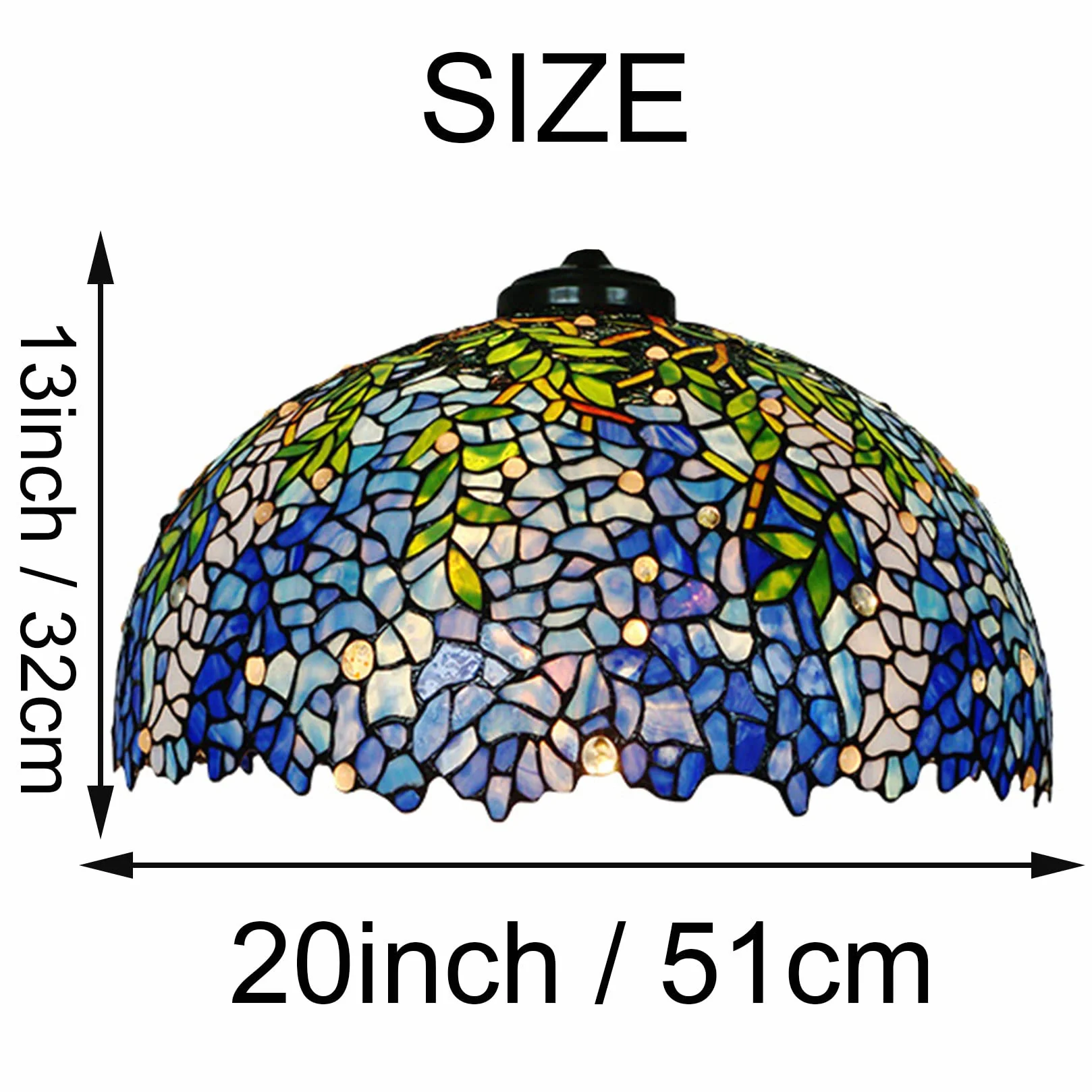 Klosz do lampy Tiffany W20H13 cali, niebieski, witrażowy, abażur z glicynii, dekoracja świąteczna do domu i biura, klosz do lamp stołowych, lampa wisząca na podłogę, lampa wis，