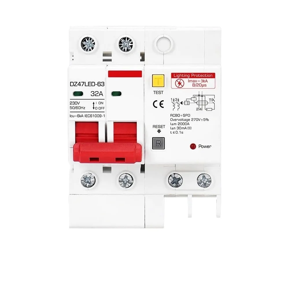 Wyłącznik różnicowoprądowy RCD RCBO 10A 16A 20A 32A 40A 63A AC220V 110V wyłącznik różnicowoprądowy (40A)