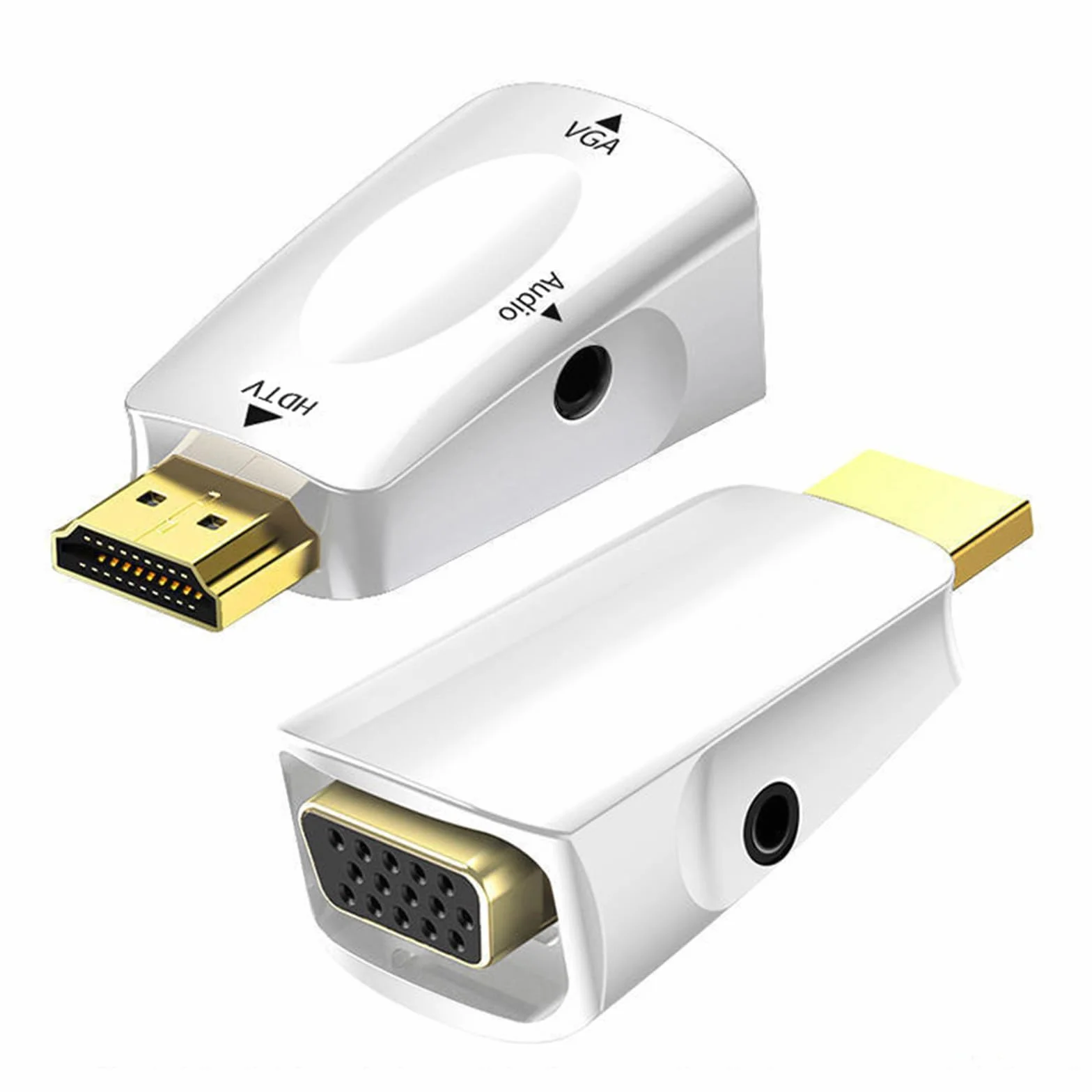 VIEVRE 2 Adaptery HDMI VGA do Komputera, Laptopa, Monitora, HDTV - Kolor Biały