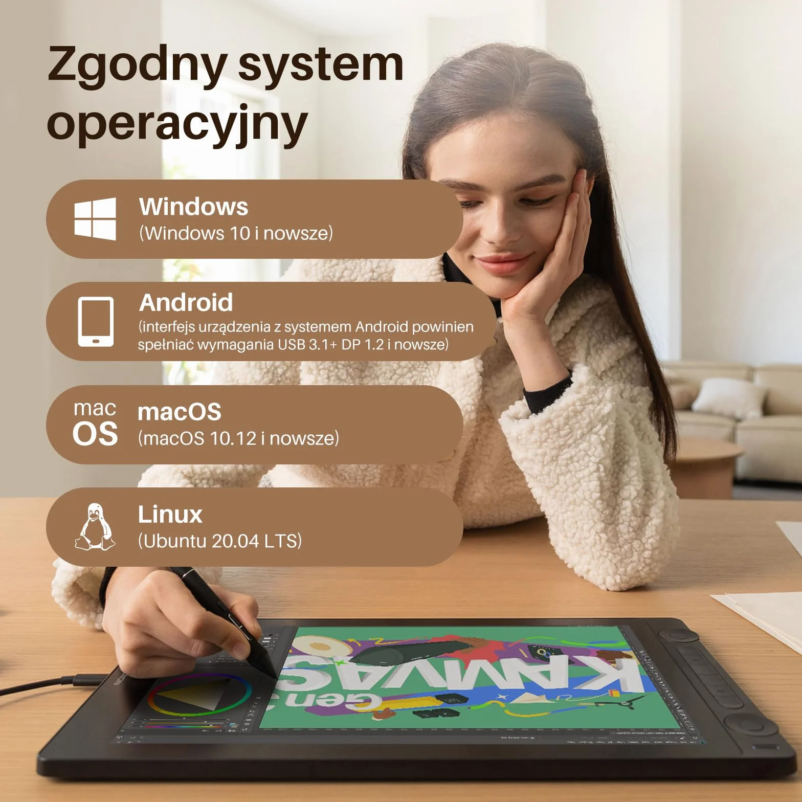 HUION KAMVAS 16 (Gen 3) Tablet graficzny z ekranem 15,8 cala 2,5K QHD 99% sRGB PenTech 4.0 16384 nacisku pióra