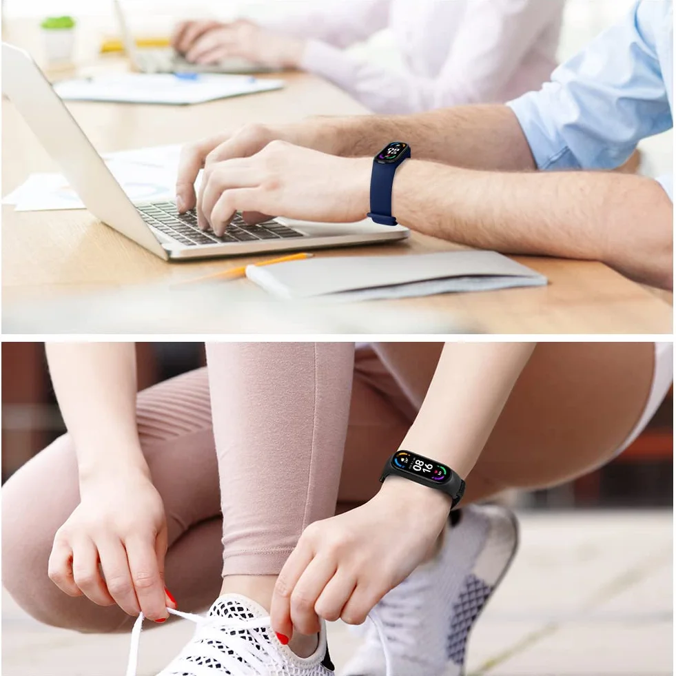 Pasek do Xiaomi Mi Band 7 6 5 4 3 silikonowy dzianinowy ze stali nierdzewnej regulowany sportowy 20 szt.