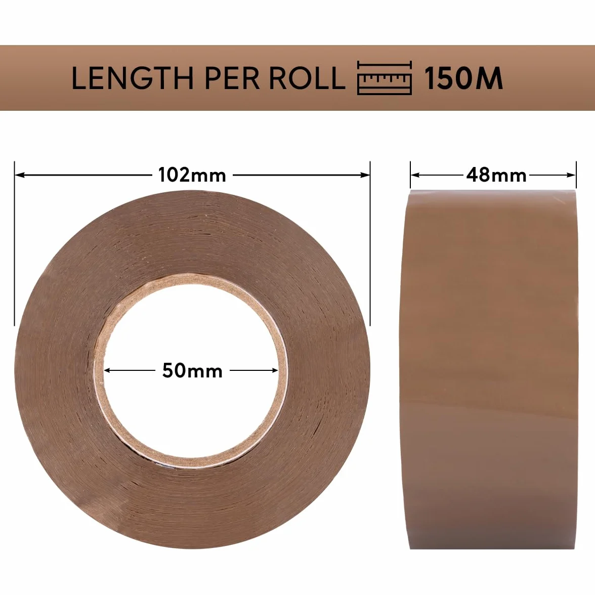 verpacking 24 x taśma klejąca HIGH TACK brązowa głośno odwijana, 48 mm x 150 mb taśma pakowa taśma do paczek z 5 cm rdzeniem