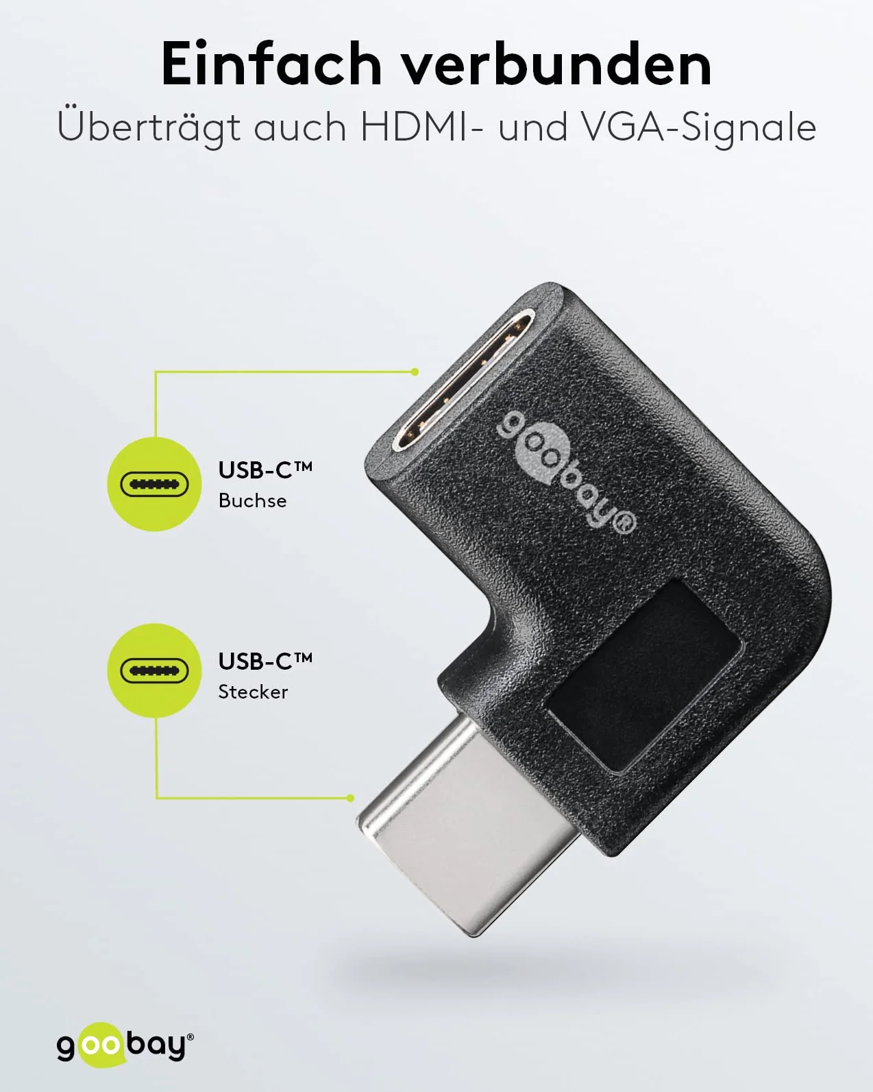 Goobay adapter USB C kątowy 90° SuperSpeed 5 Gbit/s OTG USB C na USB C czarny