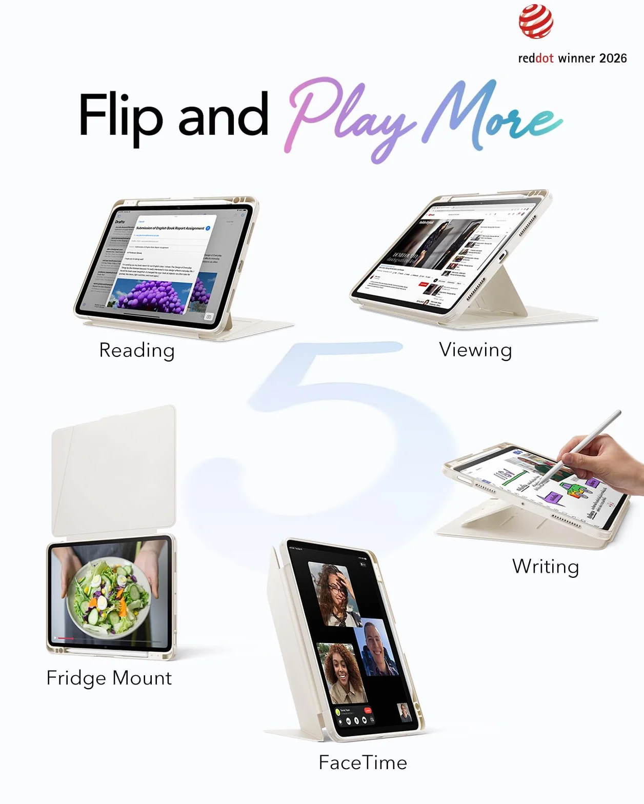 ESR etui na iPad Air 11 cali M3/M2 (2025/2024), iPad Air 5./4. generacji (2022/2020), pionowa podstawka, wiele kątów obrotu, ultra stabilne etui z uchwytem na rysik, seria magnetyczna z klapką