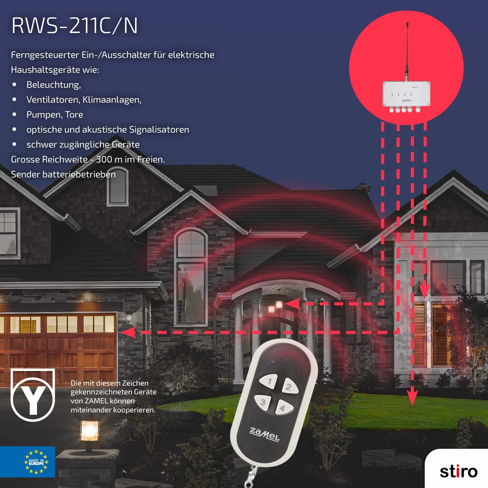 Etero RWS-211C/N zestaw przełączników radiowych z nadajnikiem, 4-kanałowy