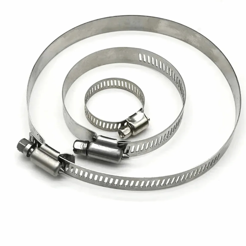Stalowe zaciski do węży z napędem ślimakowym, Zaciski ślimakowe ze stali nierdzewnej regulowane 8mm-120mm 5/10szt(Dia 40-64mm 10pcs)