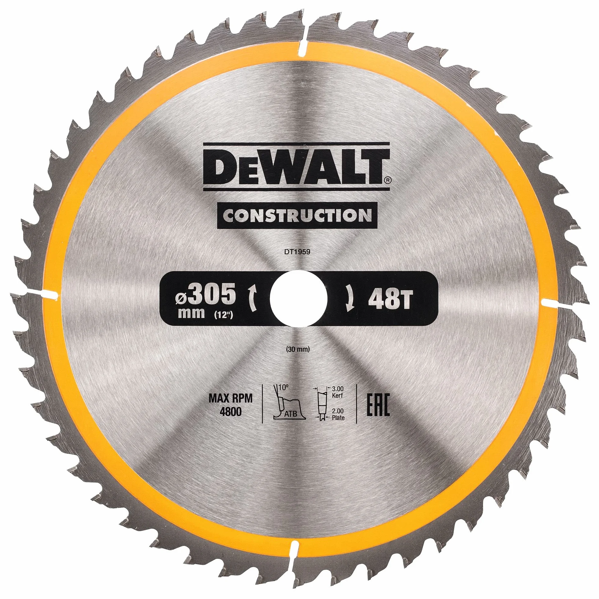 Dewalt DT1959-QZ Brzeszczot piły tarczowej, żółto-czarny 305 x 30 mm x 48 T