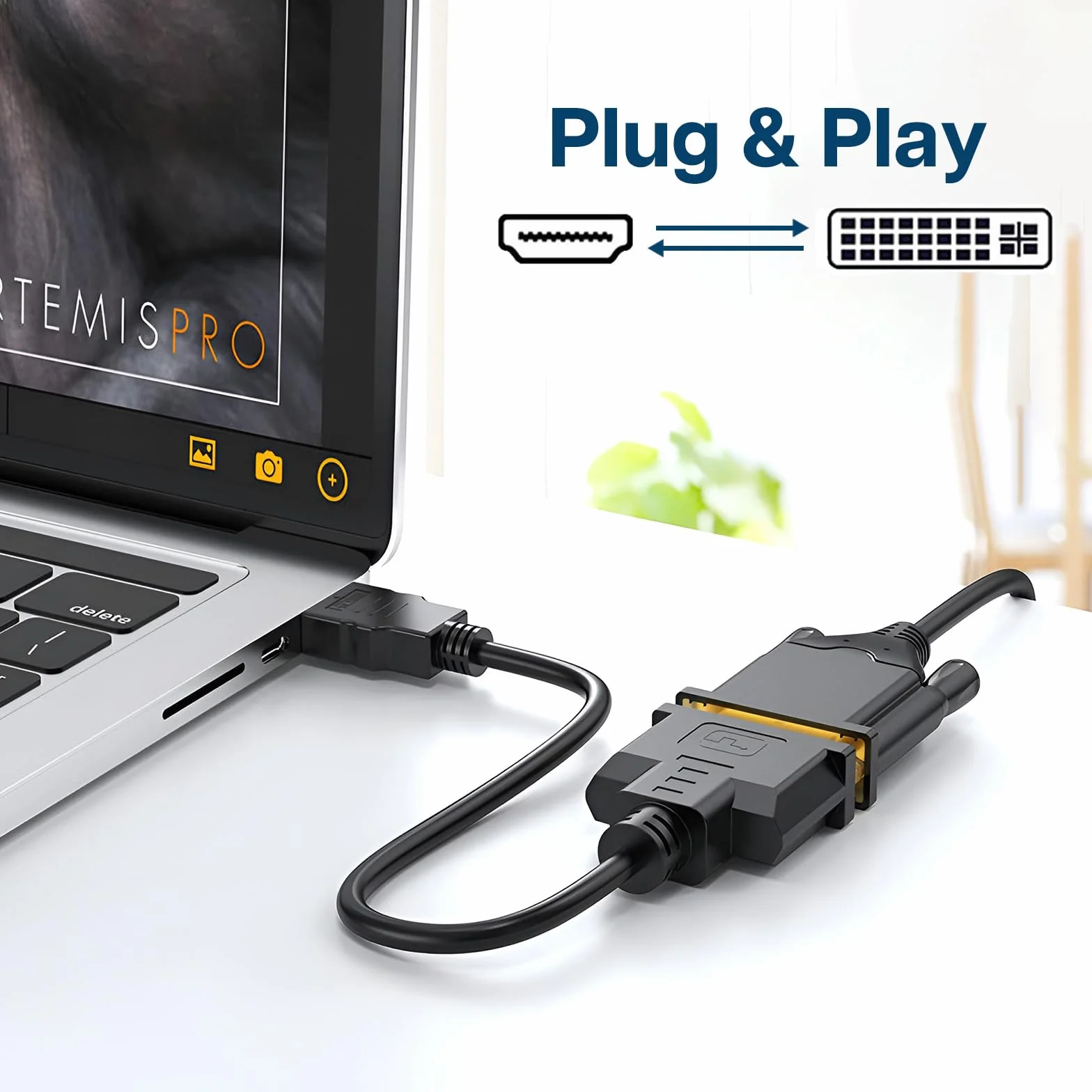 MMOBIEL Adapter Kabla HDMI na DVI - Dwukierunkowy - żeński DVI-I Dual Link na Męski HDMI - Konwerter Kablowy do Monitorów, PC, TV, Gier, Projektorów - 1080p Full HD 60Hz - Złote Złącze 0,3 m