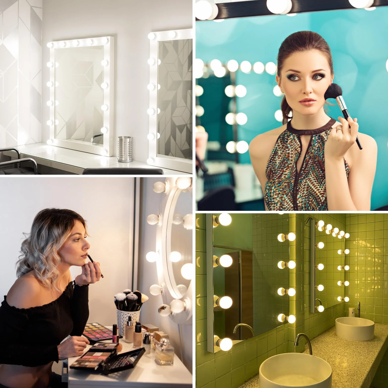 Jinlaili Lustro, 10 ściemnialnych żarówek LED w stylu Hollywood, lampy do makijażu i 3 kolory 9 poziomów jasności, ściemnialna lampa do lusterka do makijażu i toaletki
