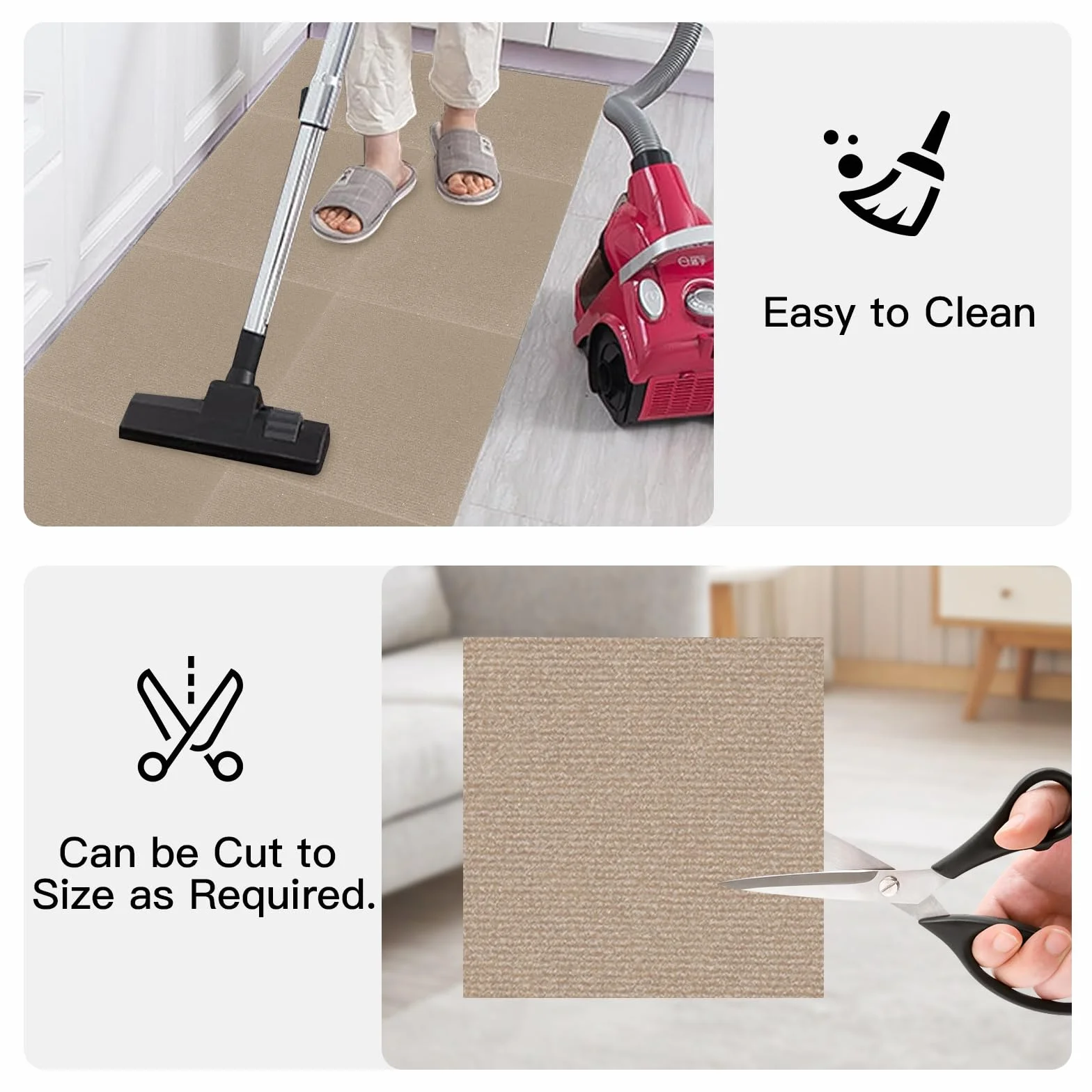Płytki dywanowe 30 x 30 cm – 10 sztuk – 0,9 m² – samoprzylepne płytki dywanowe z tyłem, płytki do cięcia dywanowego do mieszkania, domu, sypialni