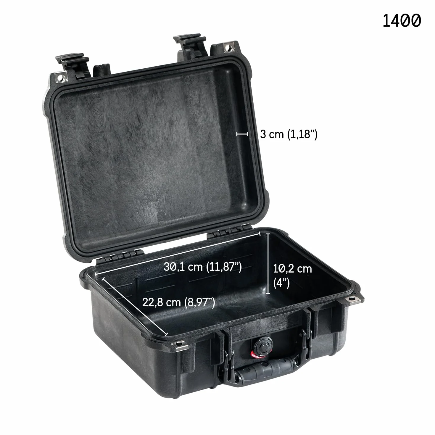PELI 1400 Skrzynia ochronna IP67 wodoszczelna pyłoszczelna 9 l czarna