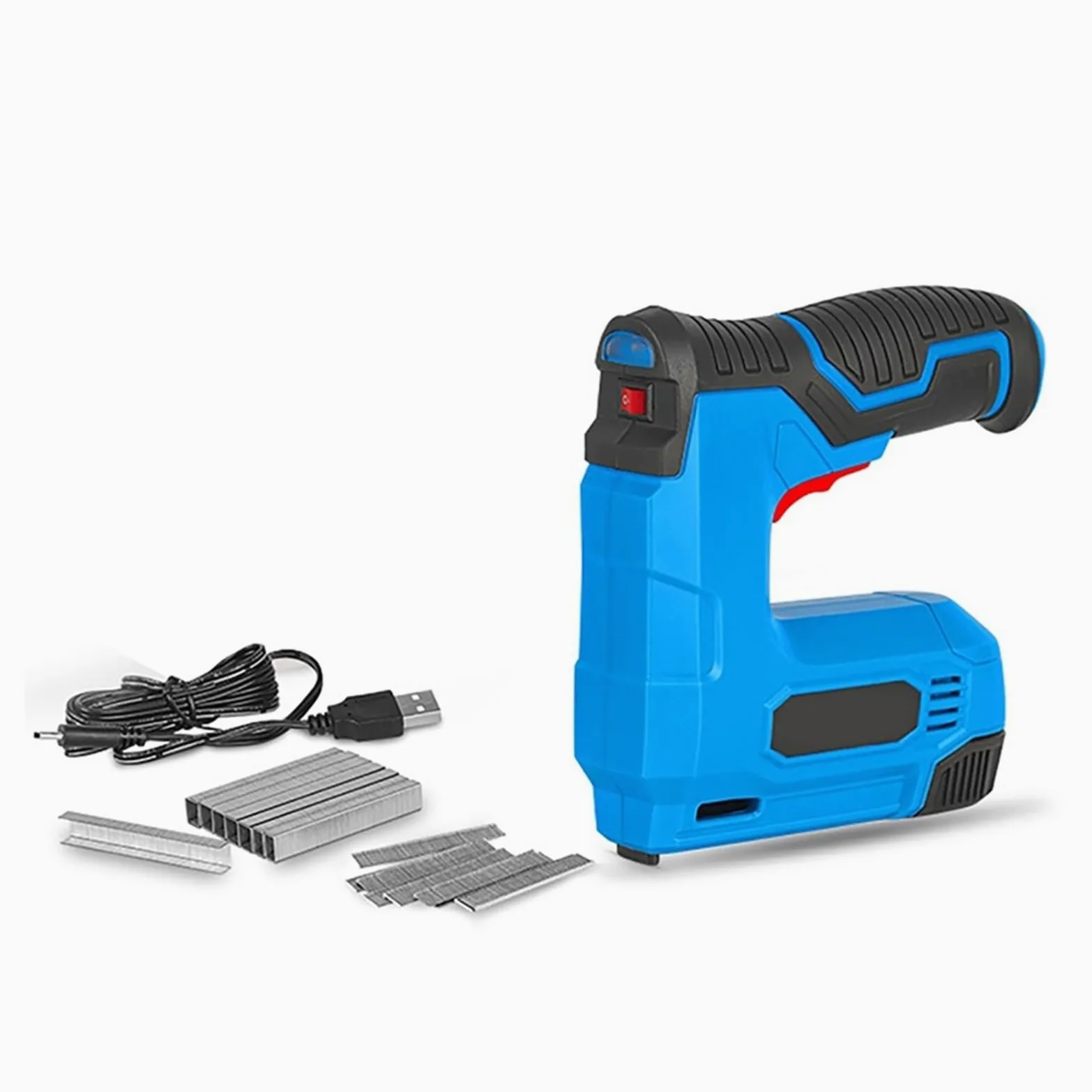 Zszywacz, Elektryczny pistolet do gwoździ bezprzewodowy zszywacz z baterią litową 1500mAh USB akumulator zszywacz meble drewniana rama narzędzie do majsterkowania do obróbki drewna, projektów profesjo