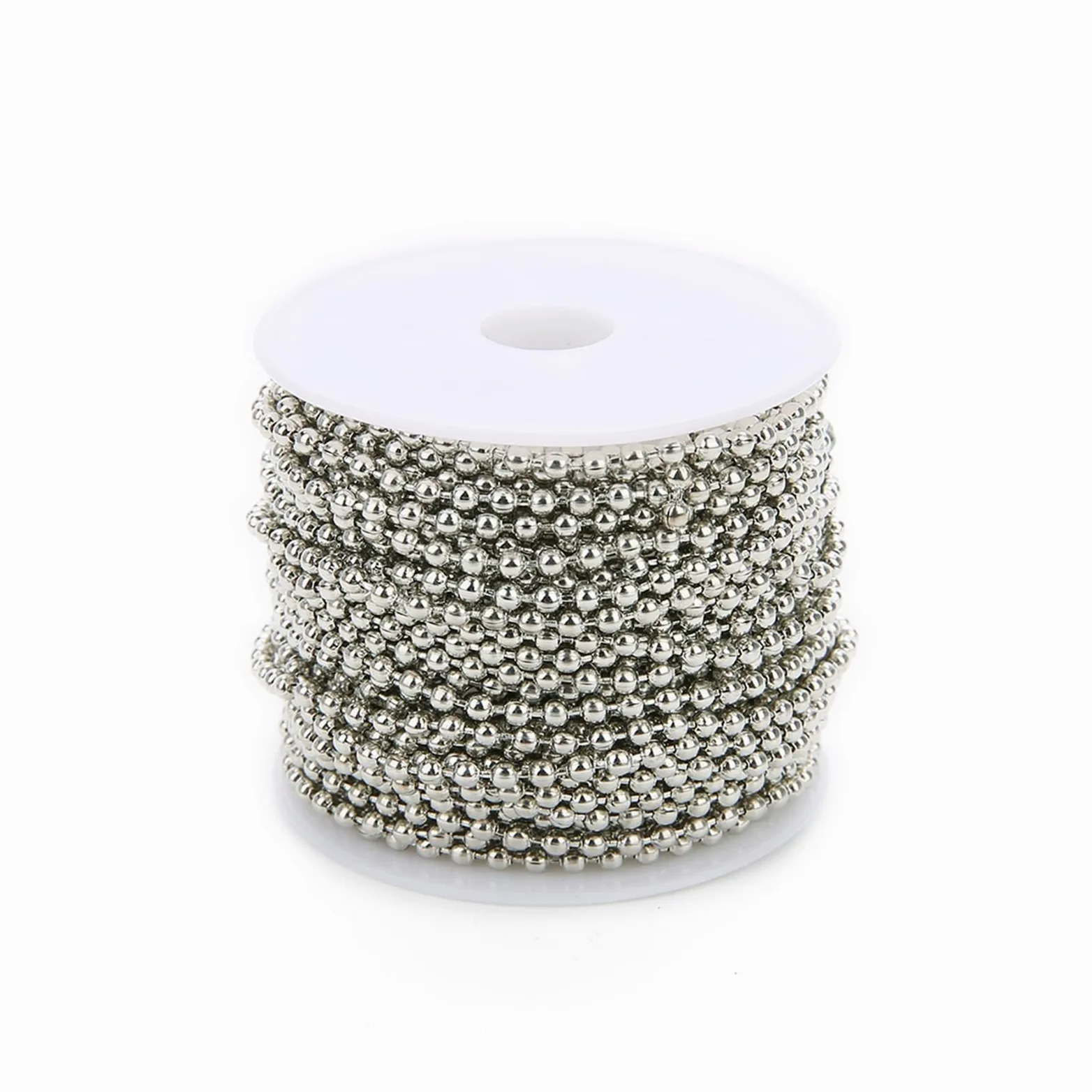 Łańcuszek kulkowy 40 jardów łańcuszek kulkowy z koralikami do samodzielnego tworzenia półproduktów do wyrobu biżuterii(Rhodium,Dia 2.4mm)