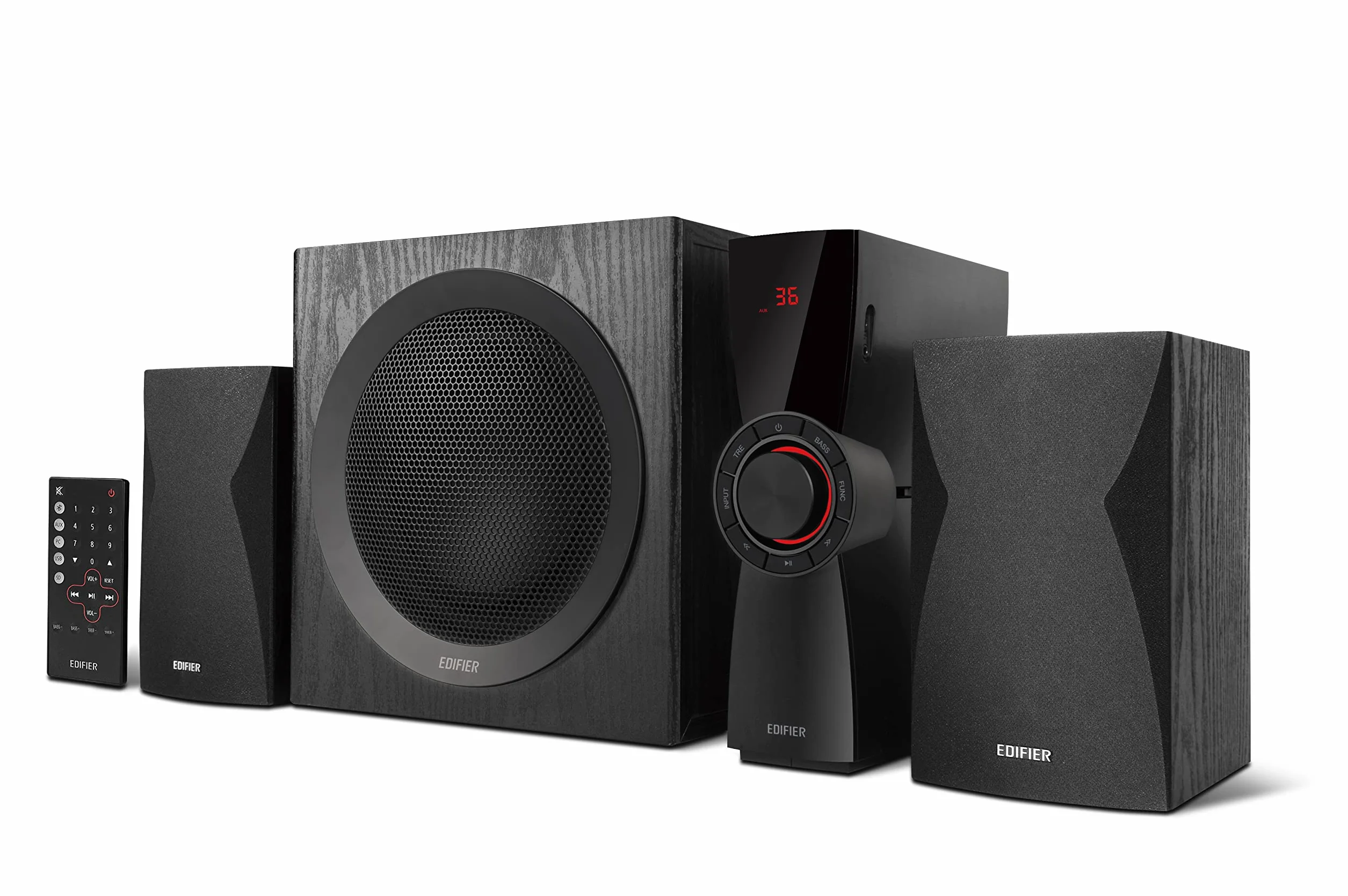 Edifier CX7 aktywny system kina domowego 2.1 Bluetooth 5.0 subwoofer 21 cm 8 cali pilot na podczerwień czarny