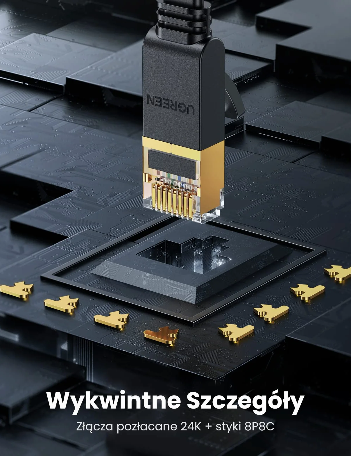 UGREEN Płaski Kabel Ethernet Cat7, 10Gbps 600Mhz, Kompatybilny Z Routerem, Switch, Ps4, Ps5, Tv Box Itp. (2M)