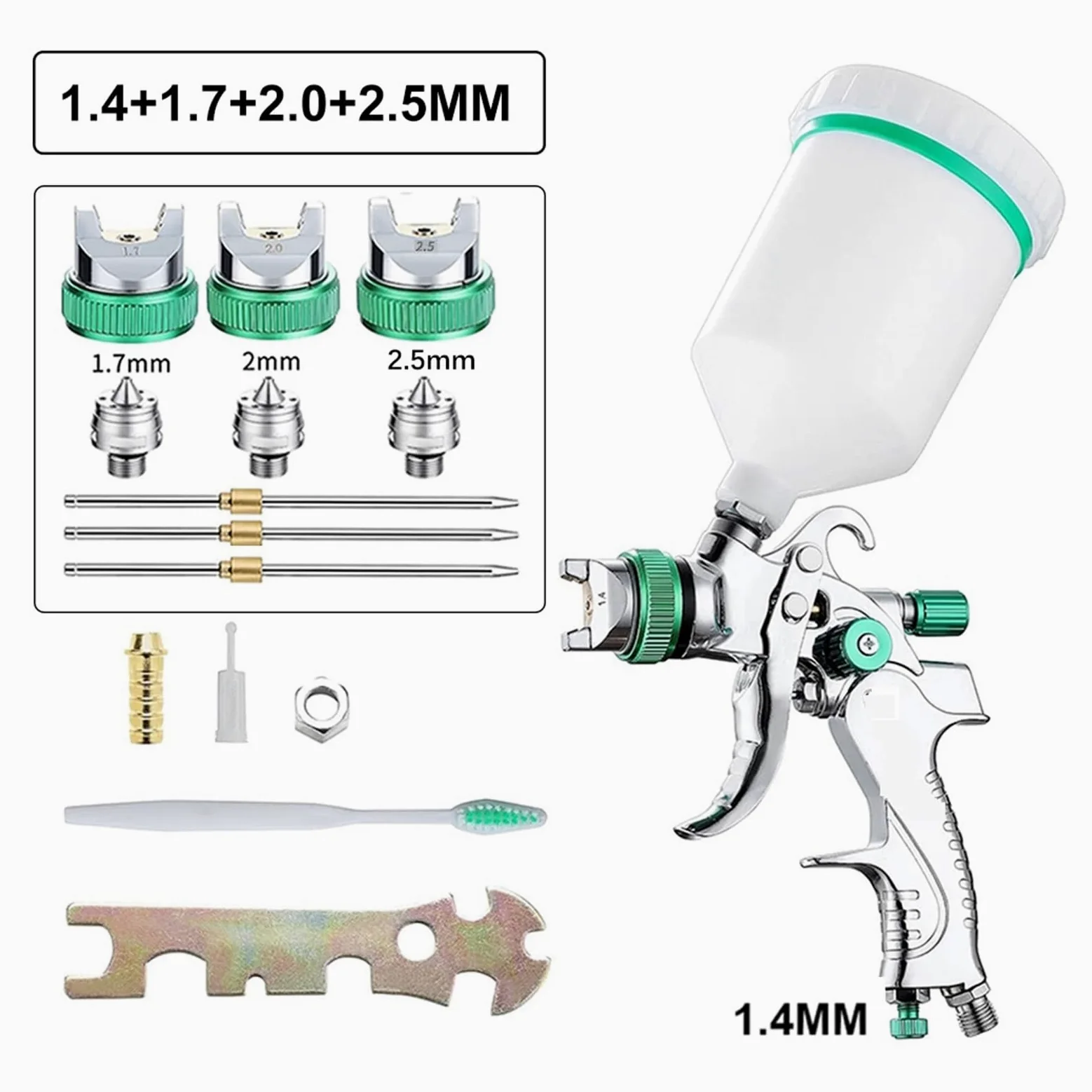 Pistolet natryskowy, Pistolet Natryskowy 1,4/1,7/2,0/2,5 Mm Pistolet Natryskowy Z Dyszą Stalową DIY Zestaw Farb W Sprayu Przenośny Pistolet Do Malowania Samochodu | SET D