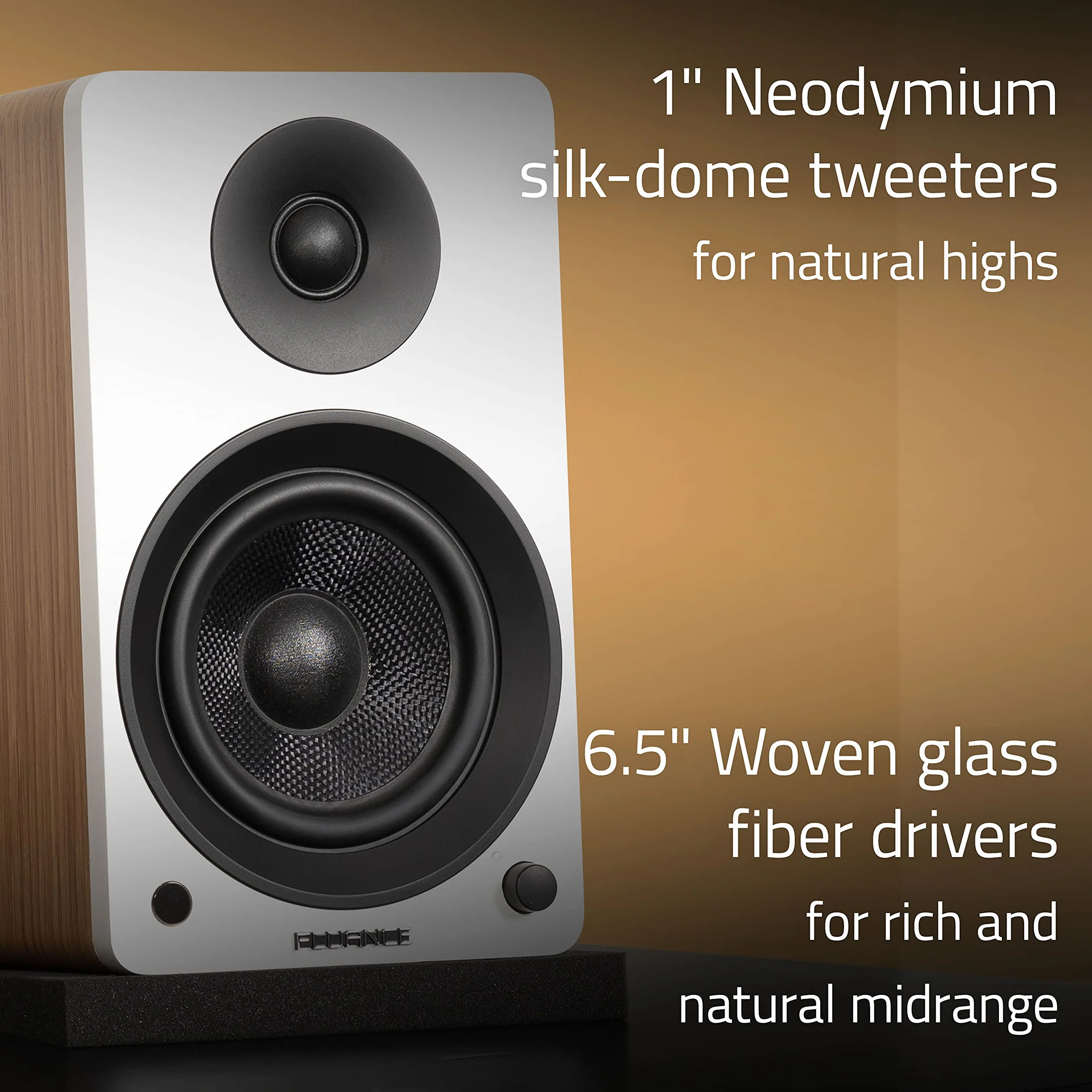Fluance Ai61 2-drożne głośniki stereo 2.0 półkowe 6,5 cala 120 W Bluetooth 5 Naturalny orzech