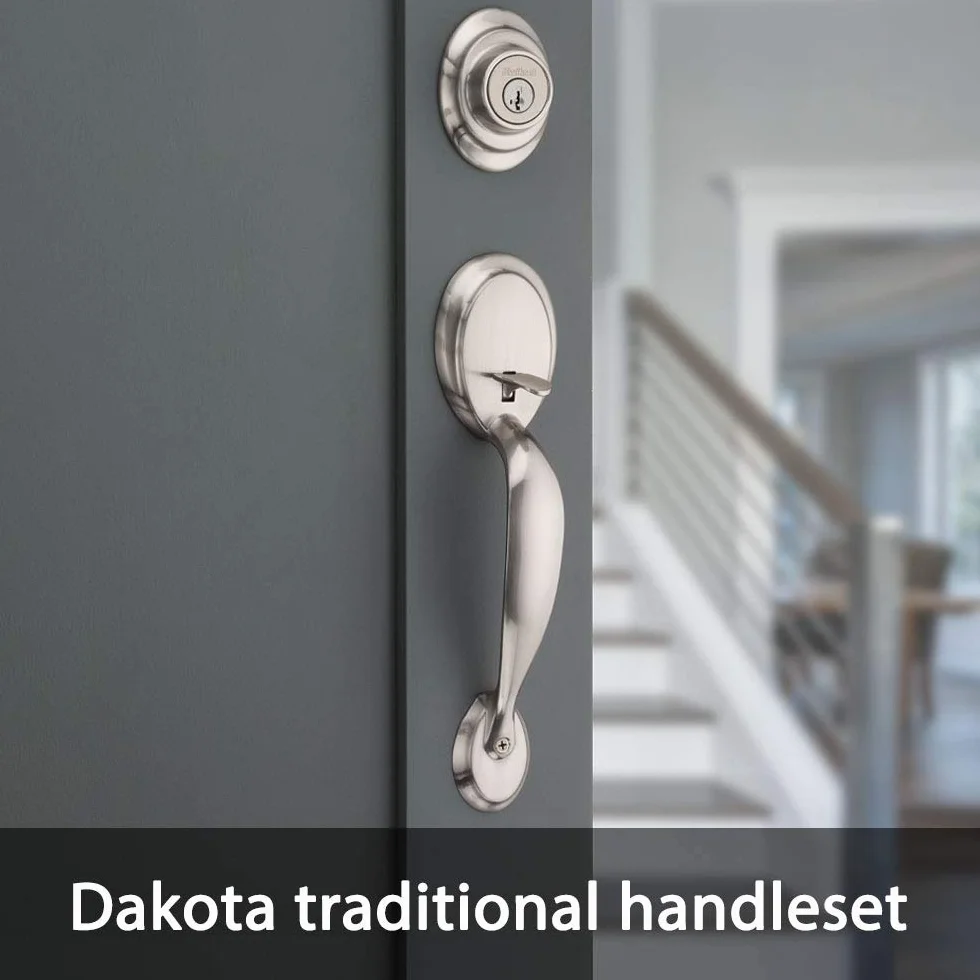 Kwikset Dakota pojedynczy cylindrowy zestaw klamek SmartKey satynowy nikiel