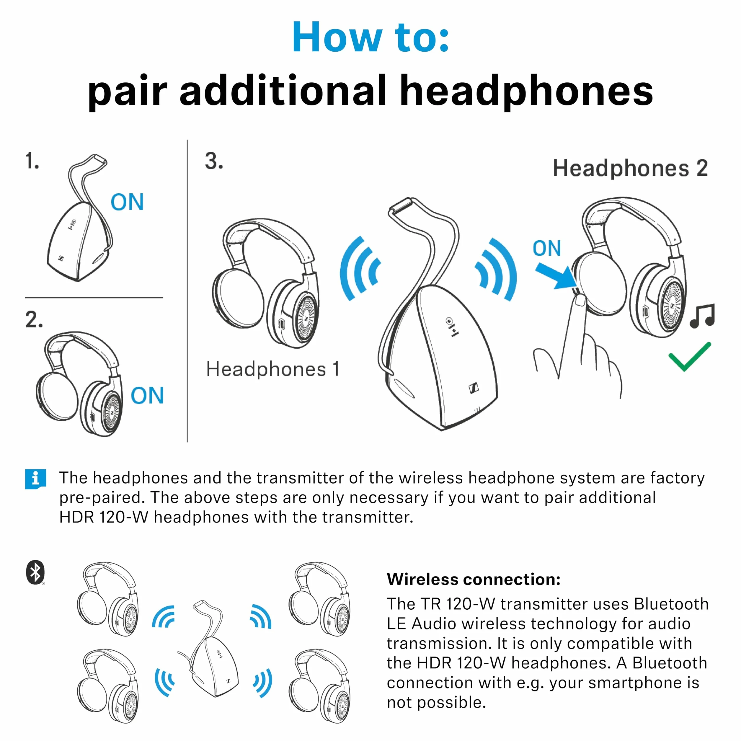 Sennheiser RS 120W Słuchawki Bezprzewodowe, Czarny