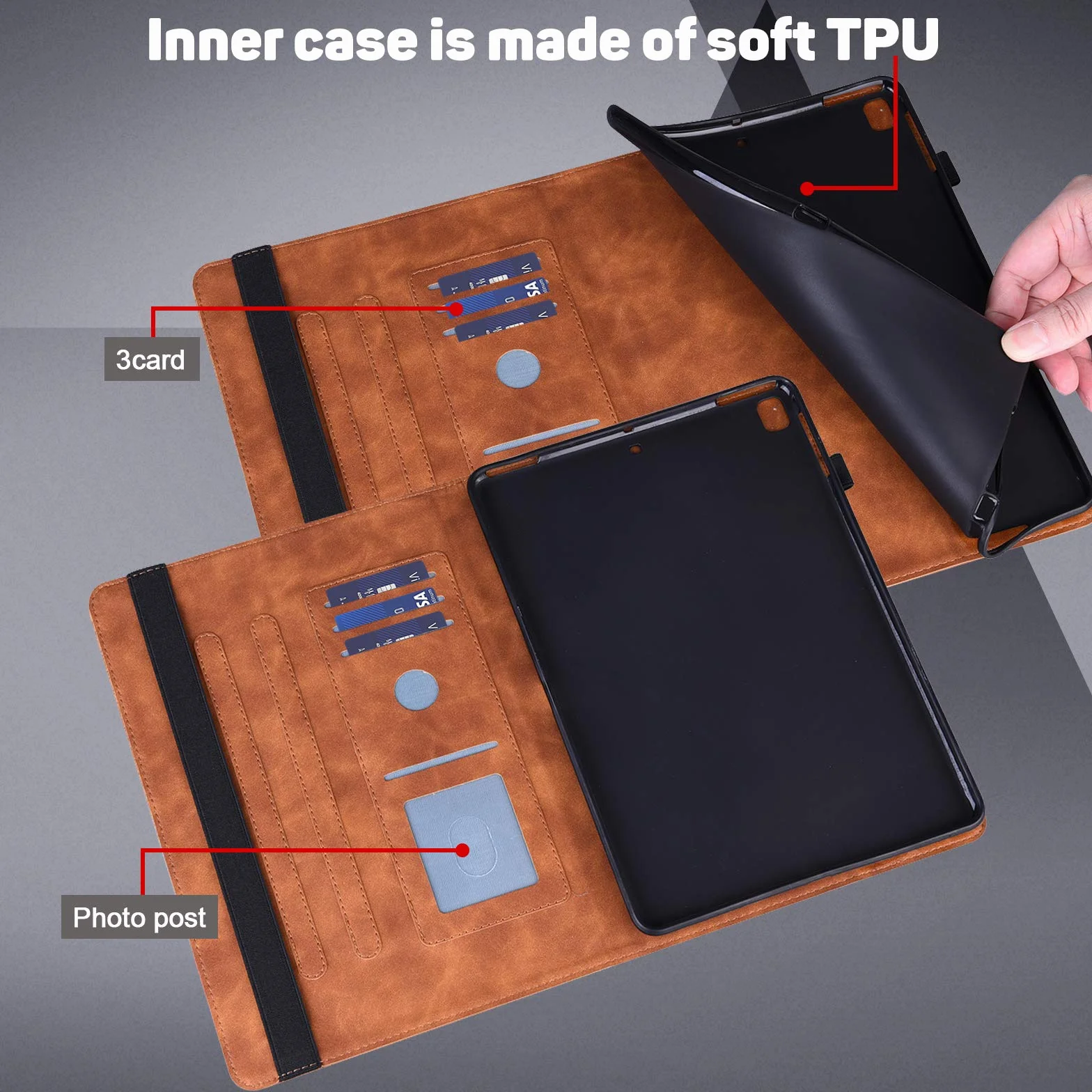 Etui do Samsung Galaxy Tab A9 Plus 2023, etui ochronne ze rysikiem i uchwytem na długopis, SM-X210/X215/X216/X218, ultra cienkie, z klapką ze skóry PU, etui do Samsung Tab A9 Plus (brązowe)