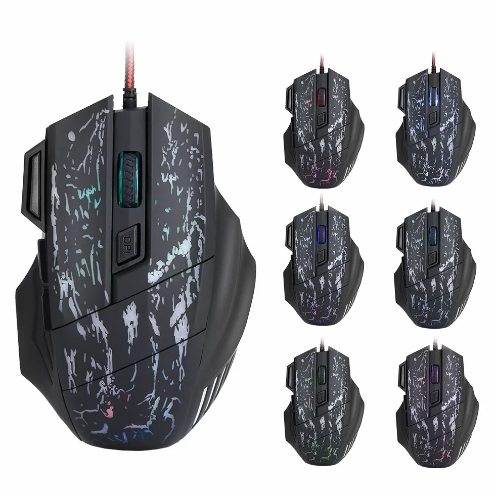 Myszka do gier, VBESTLIFE, 7 przycisków USB Wired Optical Game Mouse Light Myszki komputerowe do gier komputerowych dla 7/8/10/XP Vista Linux Mac