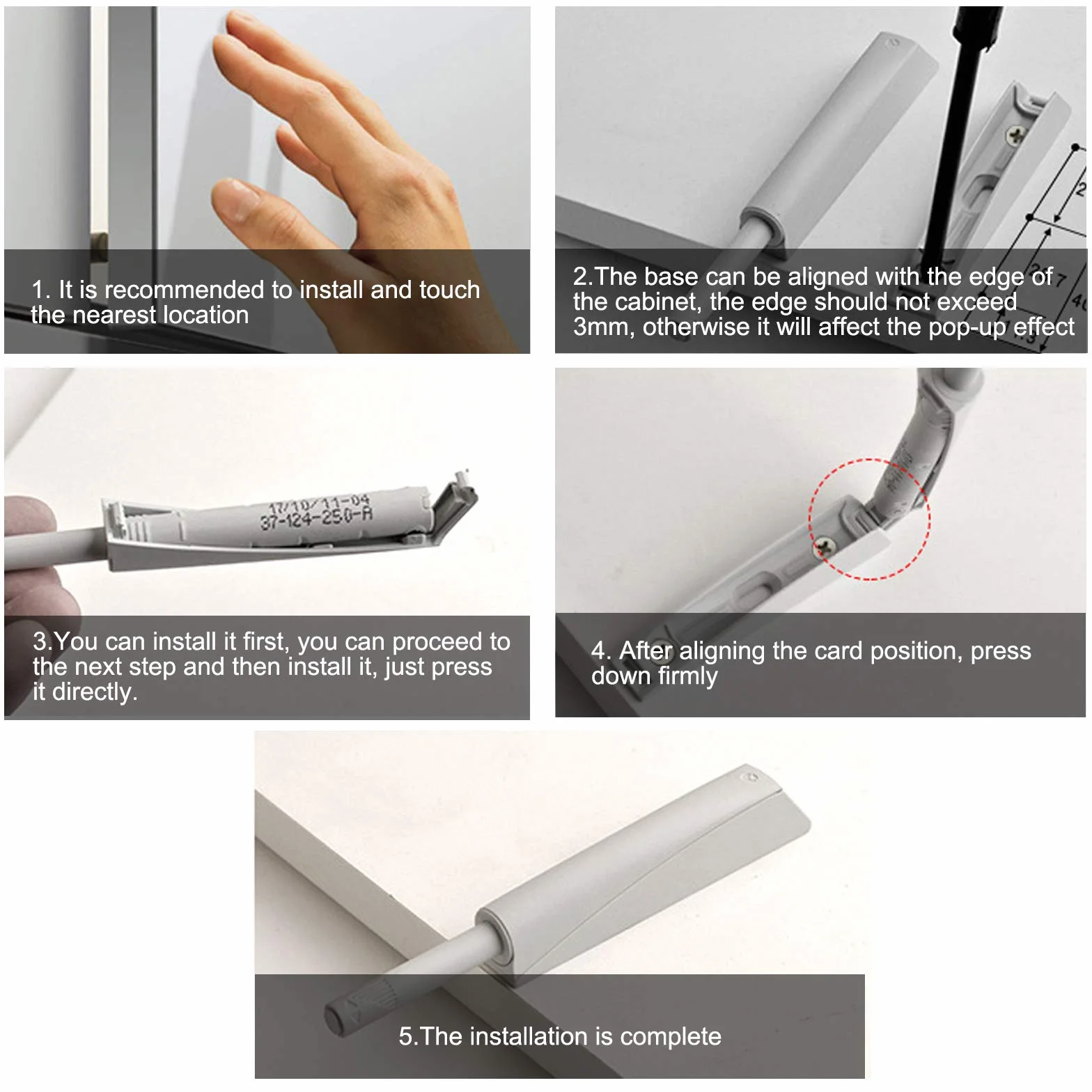 2-pakiet otwieracza drzwi, tłumik drzwi z materiału ABS, push to open, softclose do montażu wtórnego, odpowiedni do szafek kuchennych, szafek, kolor szary