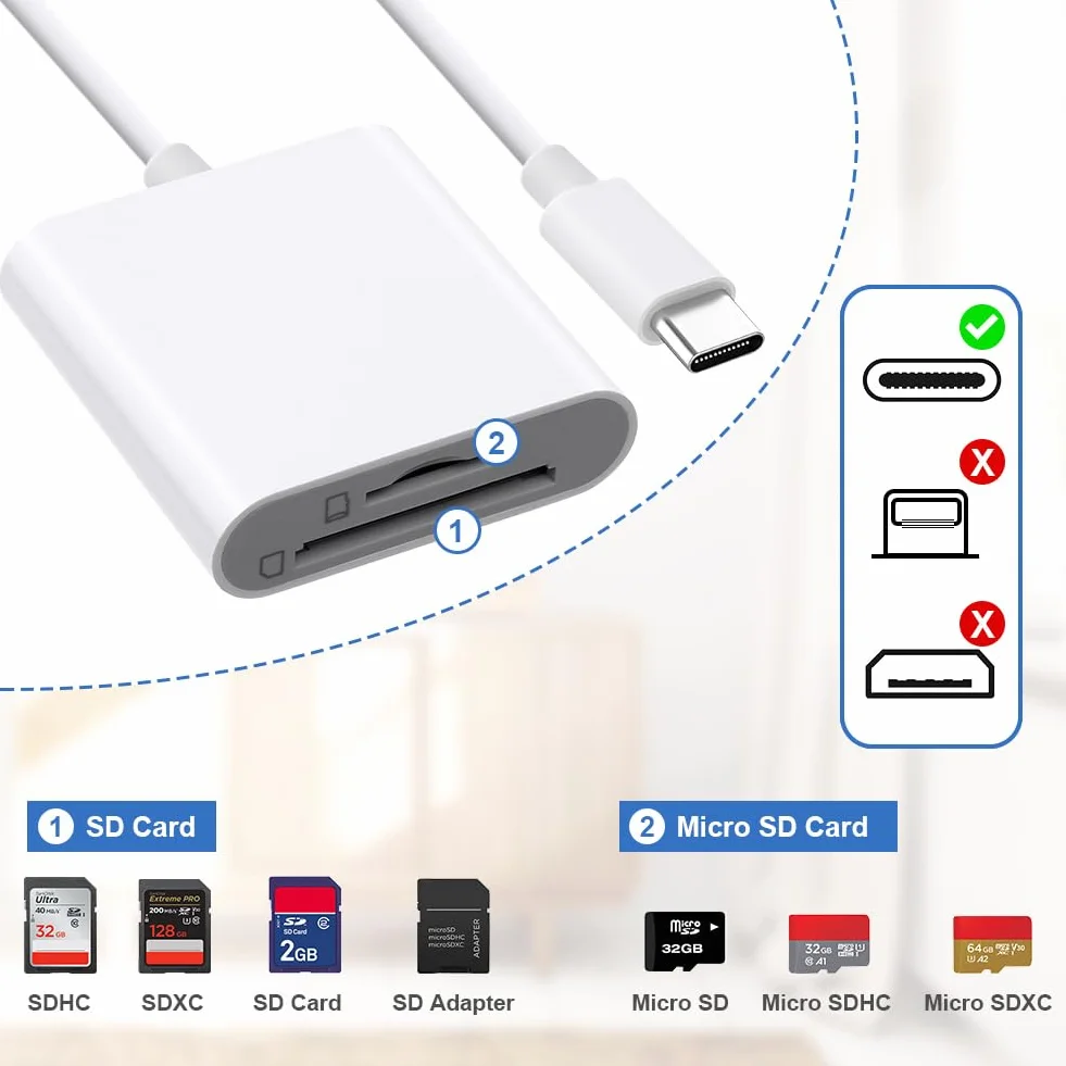 AXFEE Czytnik kart SD 2 w 1 adapter USB C czytnik kart pamięci TF