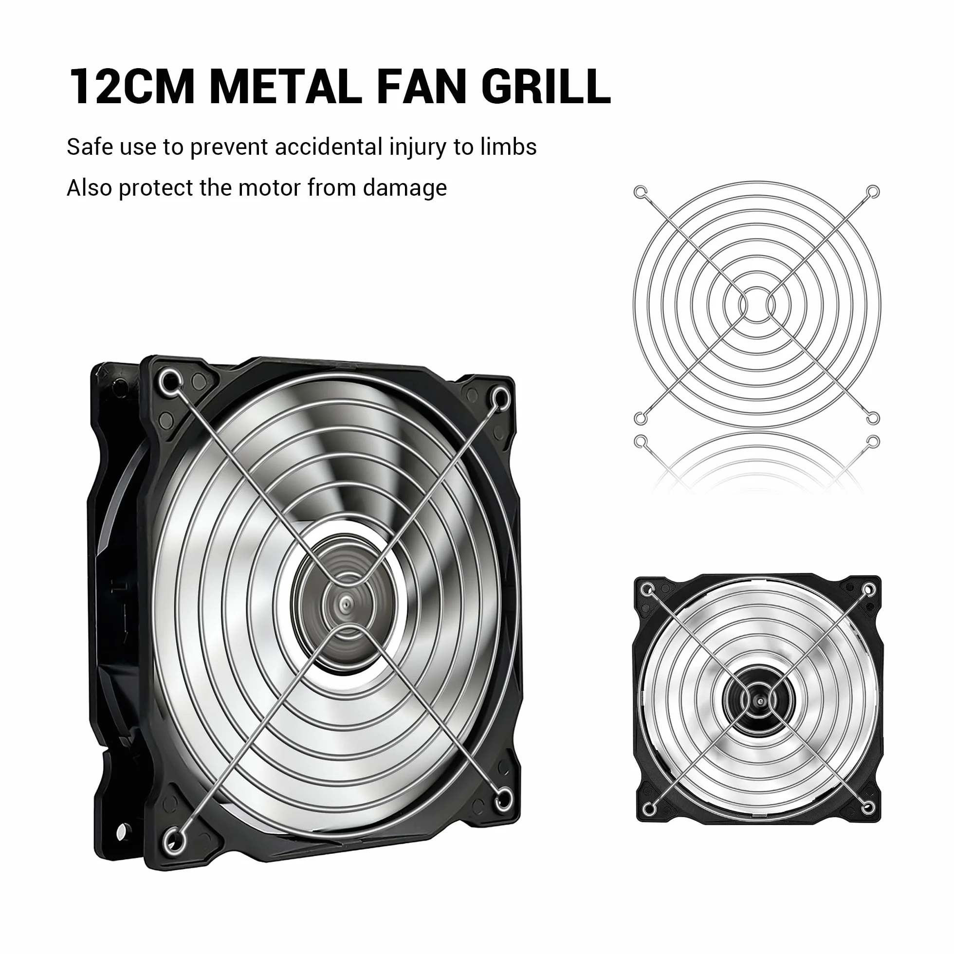 Chromowana Osłona Wentylatora Fan Grill 120 mm do Drukarki 3D 2 sztuki
