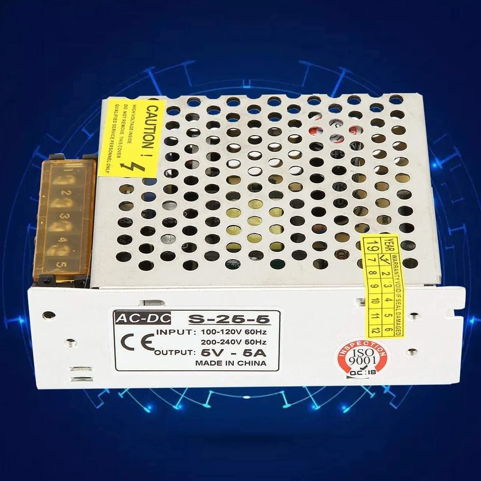 Zasilacz impulsowy 5V stałe napięcie DC zasilacz wyświetlacza 25W 5A transformator do oświetlenia LED