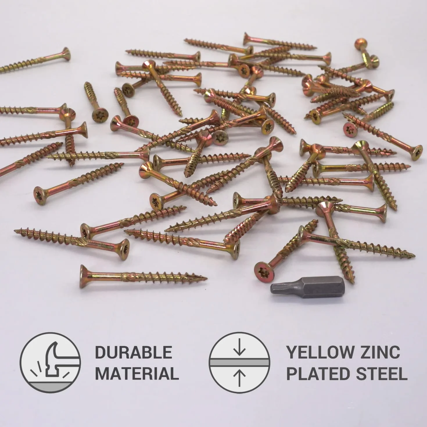 SKIR'CO (opakowanie 300 szt.) uniwersalne śruby do drewna ocynkowanej 4,0 x 45 mm, żółte śruby do drewna, łeb stożkowy, łeb torx, typ 17, śruby do płyt wiórowych (300, 4,0 x 45 mm)