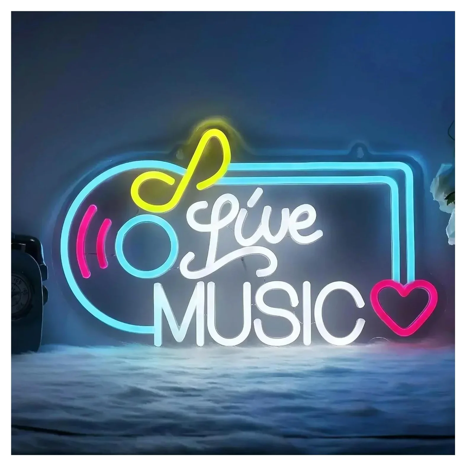 Wiszące neony artystyczne Muzyka Na Żywo Neonowe Znaki LED Światło Zasilane Przez USB Do Sypialni Bar Klub Muzyka Studio Dekoracje Ścienne Urodziny Impreza