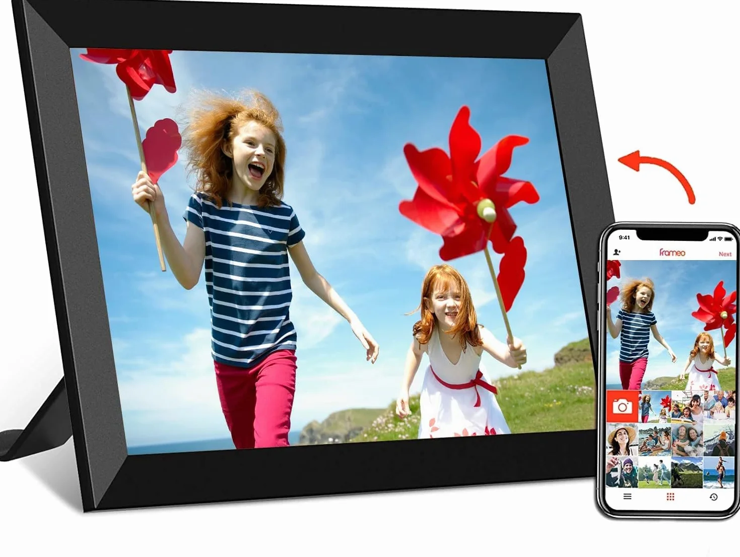 Cyfrowa ramka na zdjęcia 10,1" WiFi IPS 1280x800 32GB automatyczne obracanie montaż na ścianie