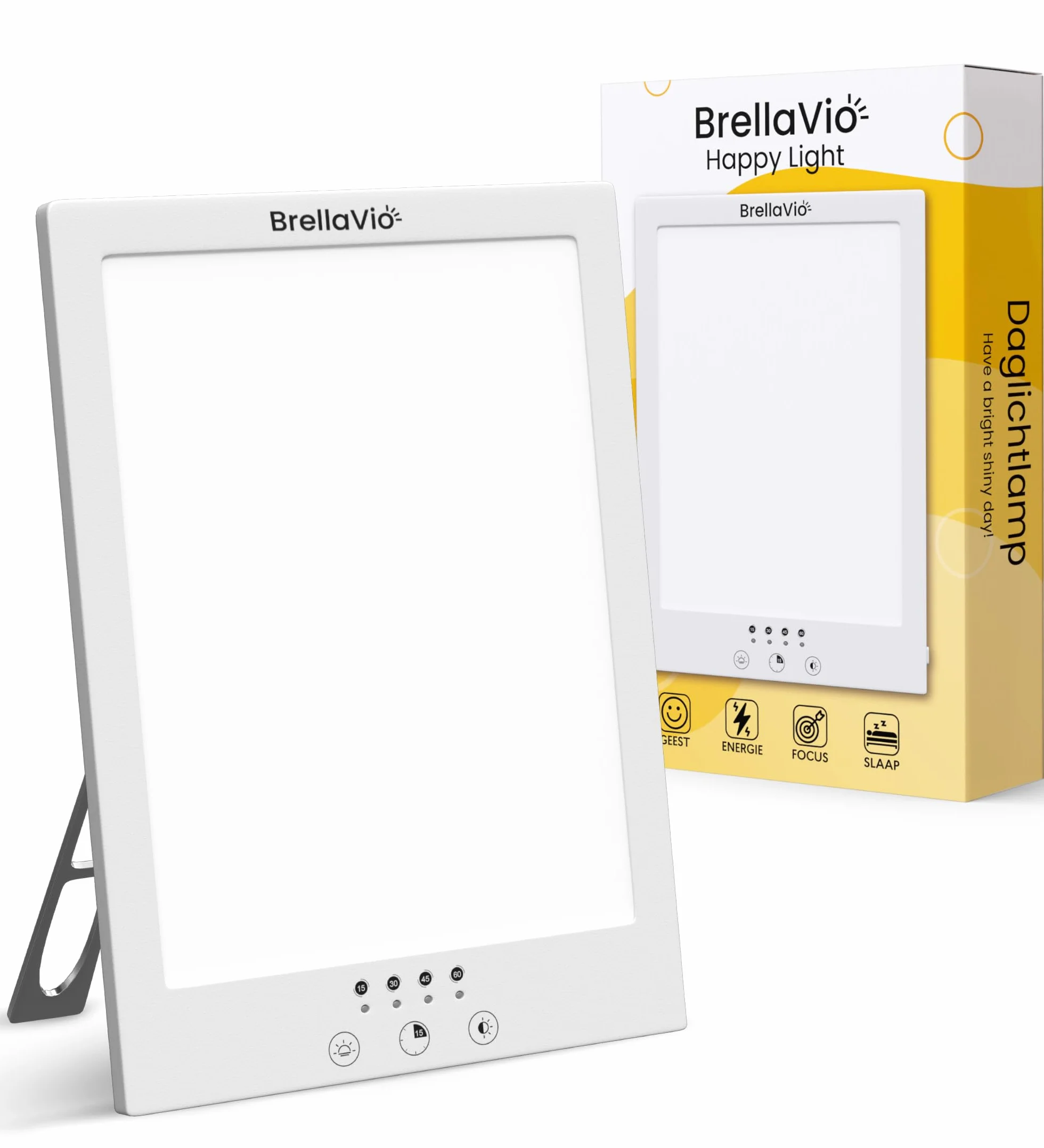 BrellaVio Lampa światła dziennego 12 000 luksów – z torbą – lampa terapeutyczna przed zimową depresją – lampa LED do domu/biura – lampa do terapii SAD Day – symulowane światło słoneczne (biała)