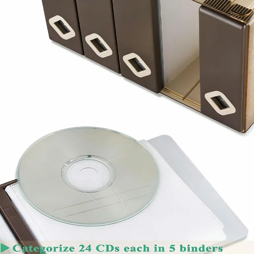 AhfuLife Pudełko do przechowywania płyt CD i DVD, kolorowe, oszczędzające miejsce, organizator do 120 dysków, etui do samochodu, biura, domu