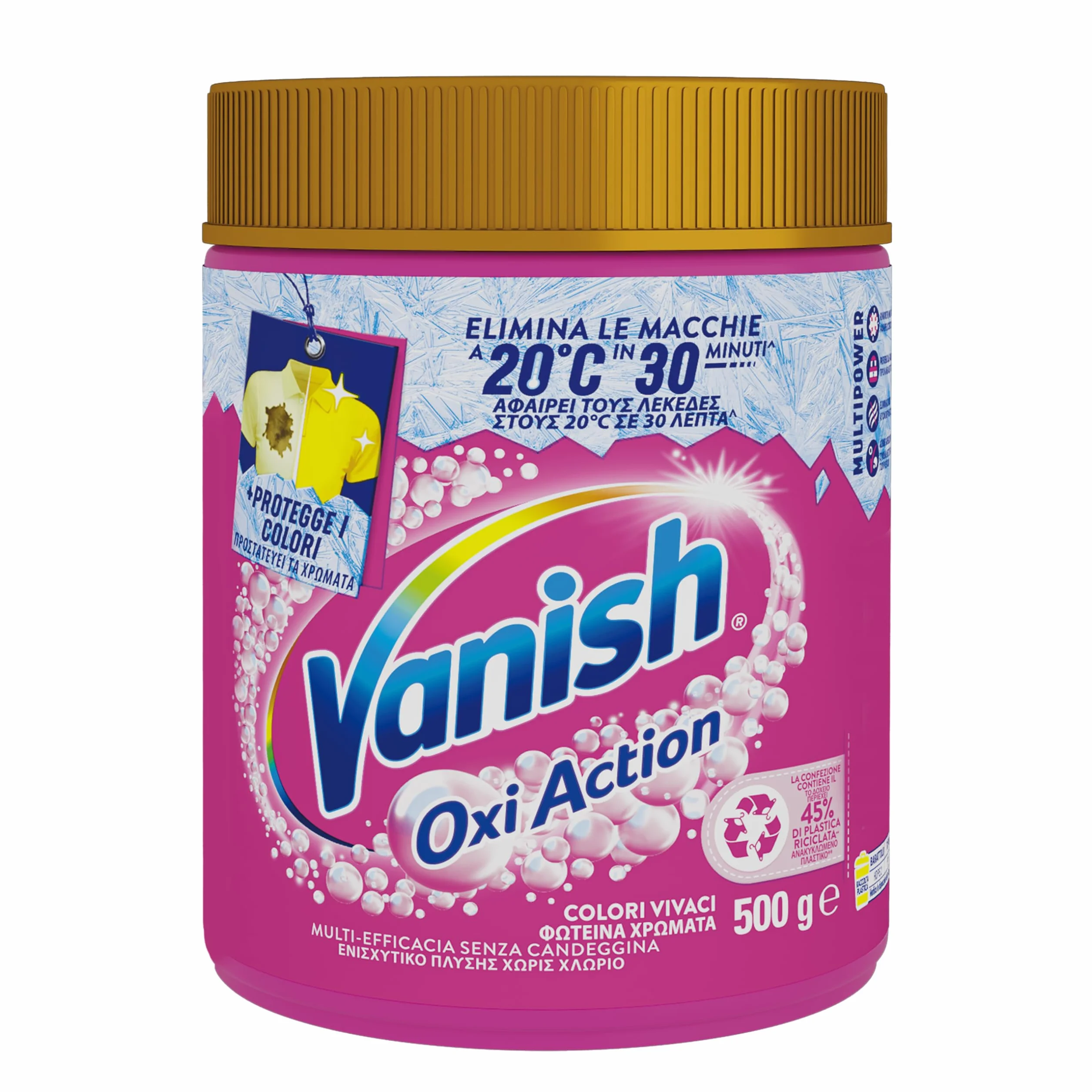 Vanish Oxi Action Multipower Środek do usuwania plam dla kolorowych ubrań, 1 opakowanie 500 g, dodatek do pralki, bez wybielacza
